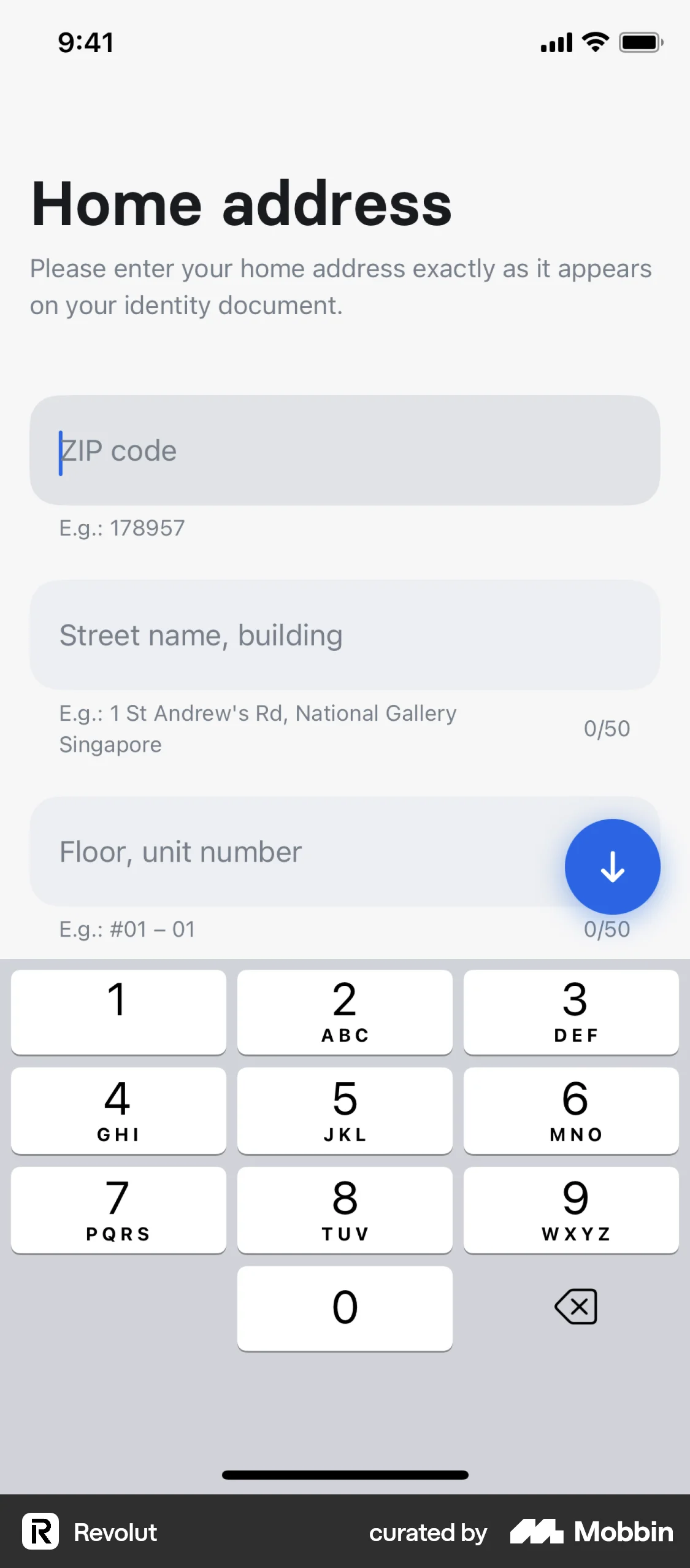 Revolut Onboarding screen