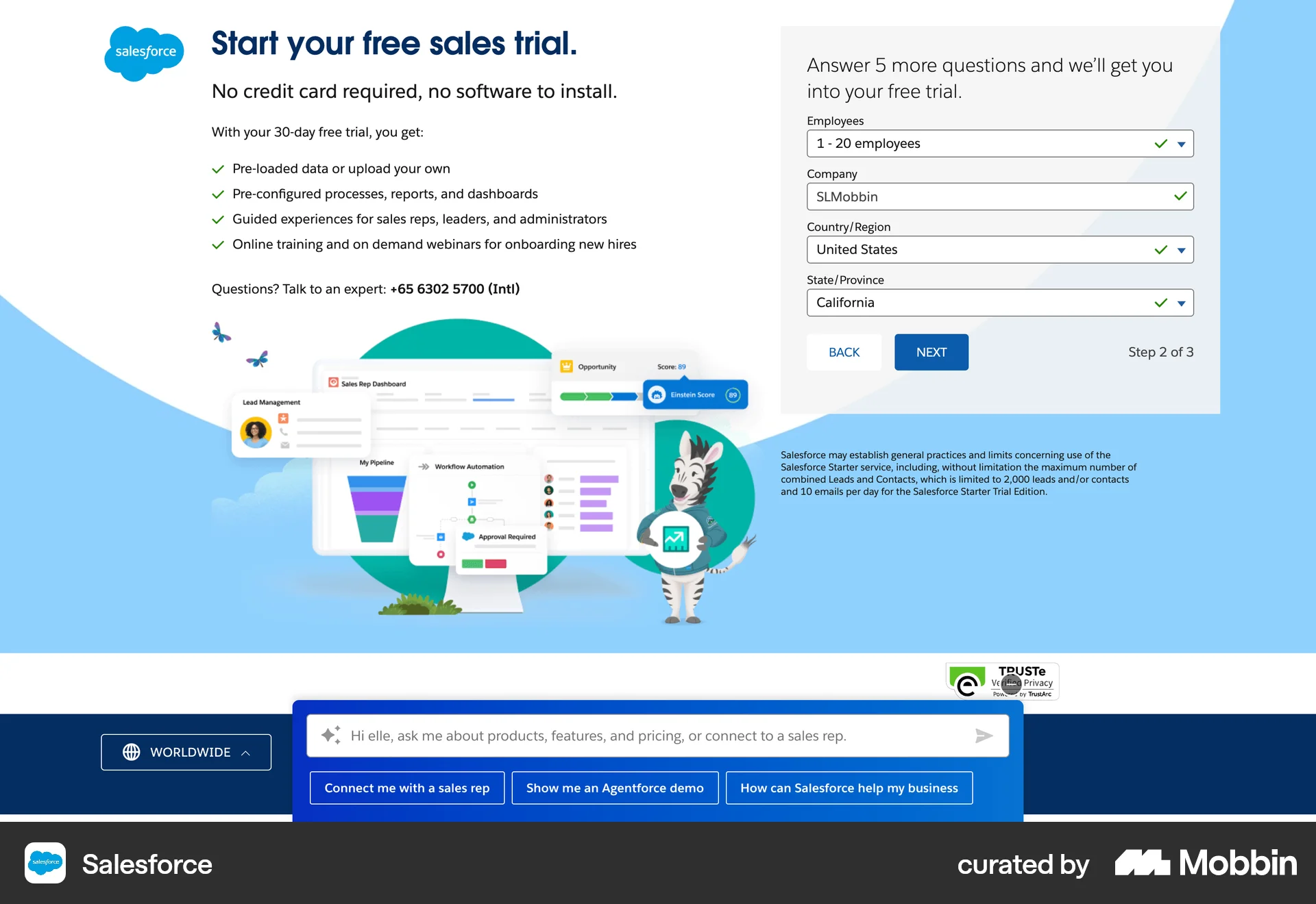 Salesforce Onboarding screen