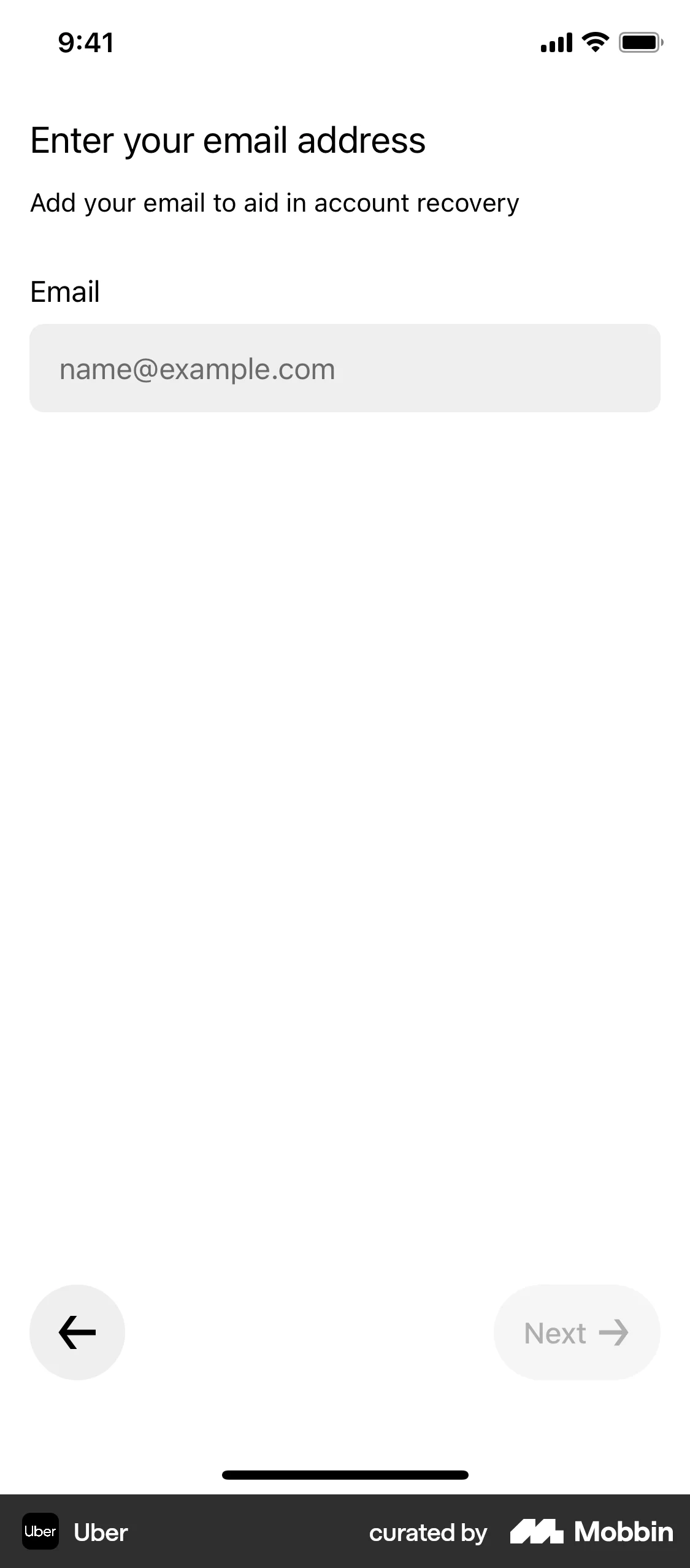 Uber Onboarding screen