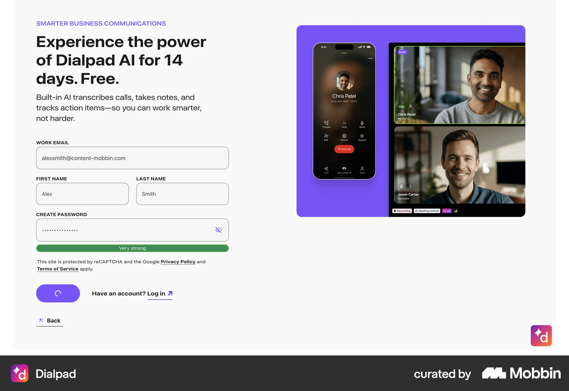 Dialpad Onboarding screen