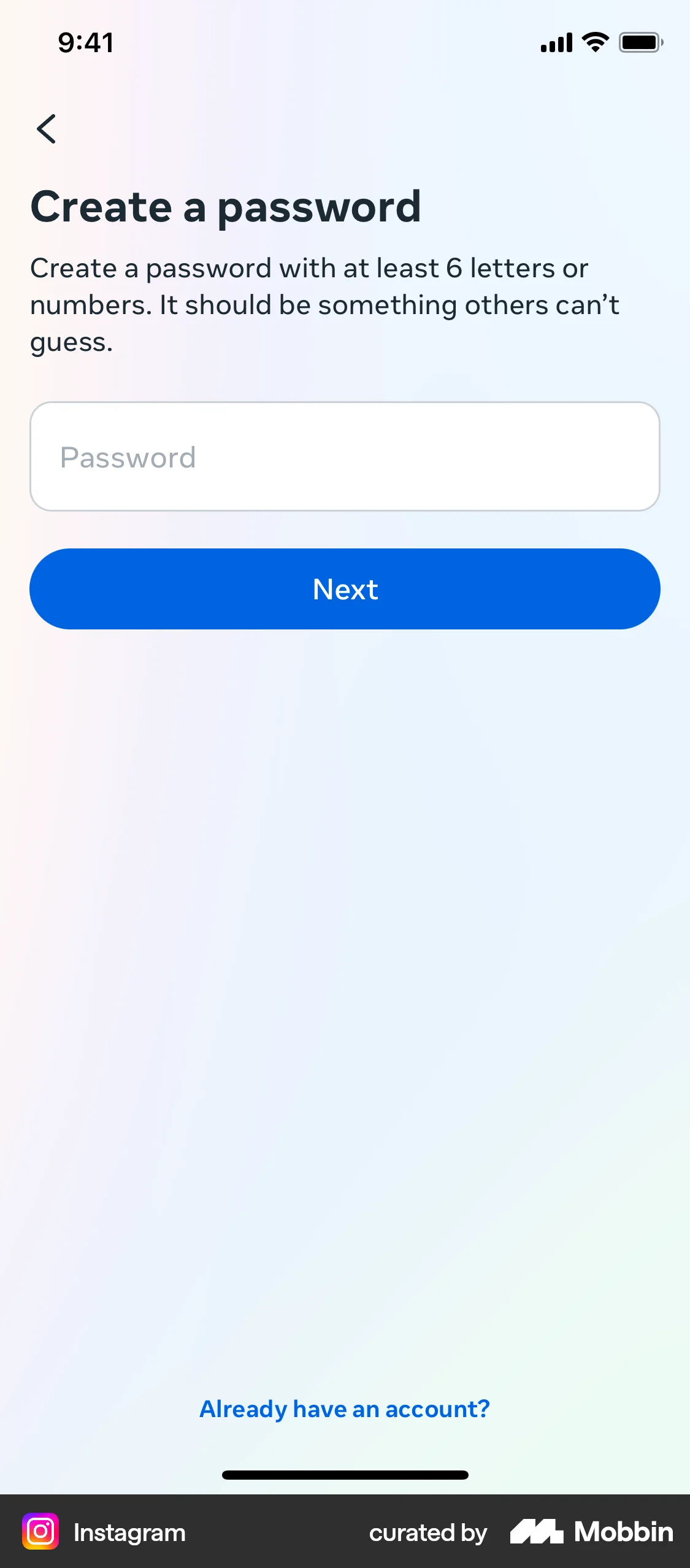 Instagram Onboarding screen