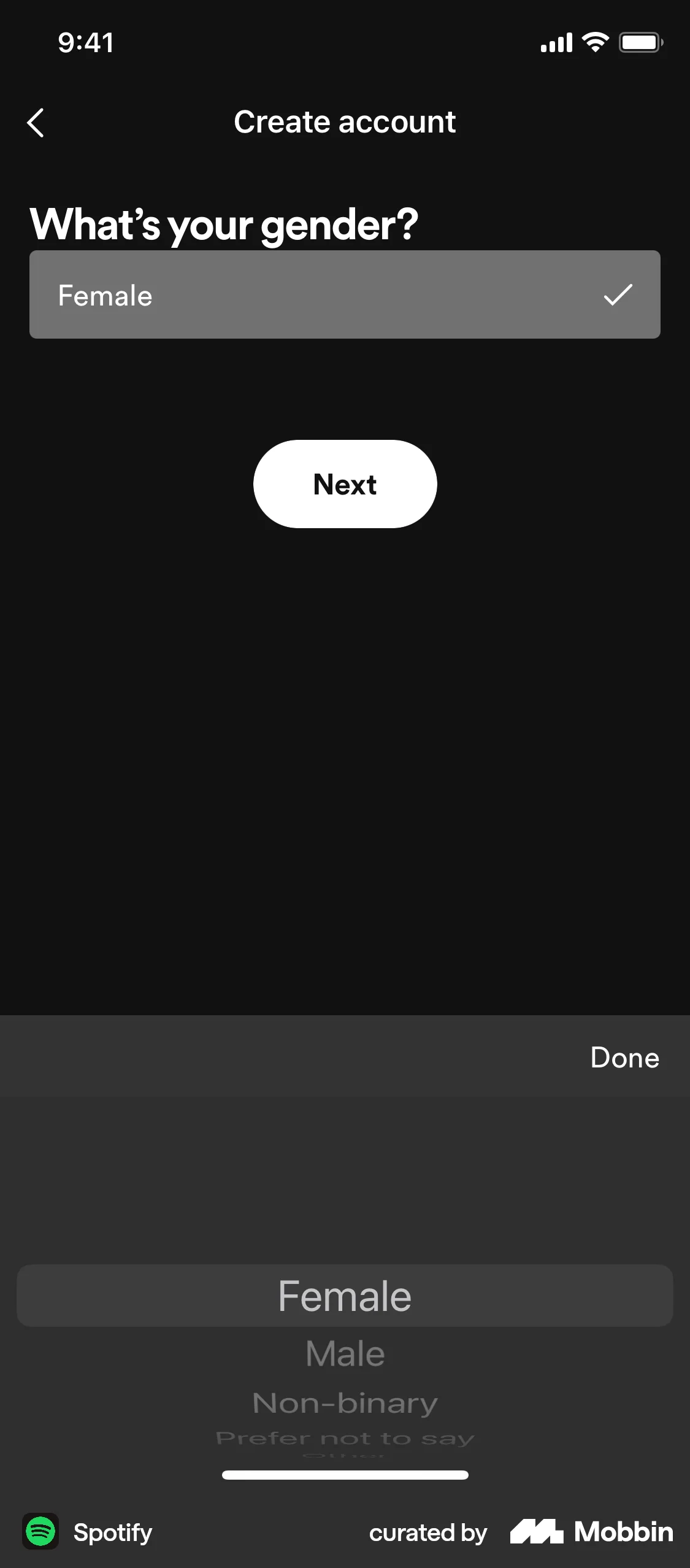 Spotify Onboarding screen