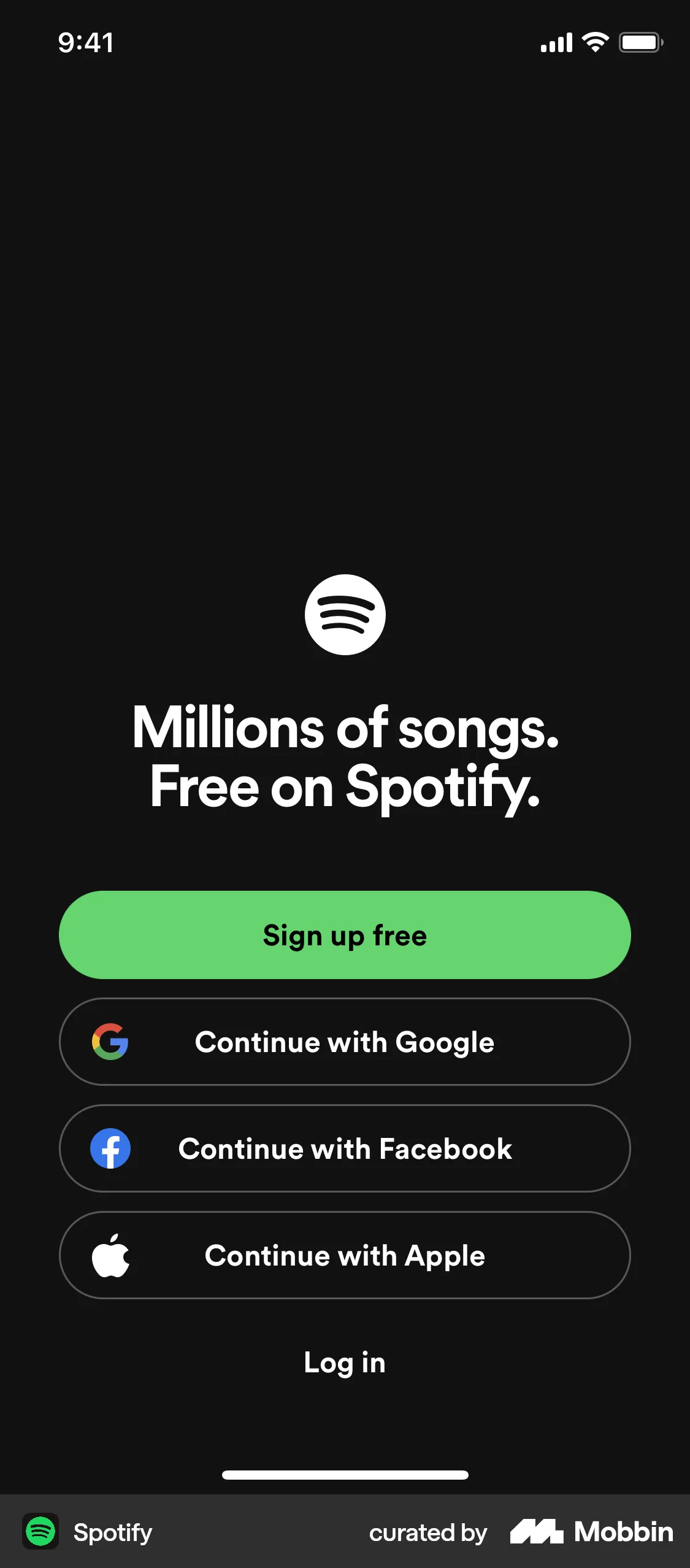 Spotify Onboarding screen