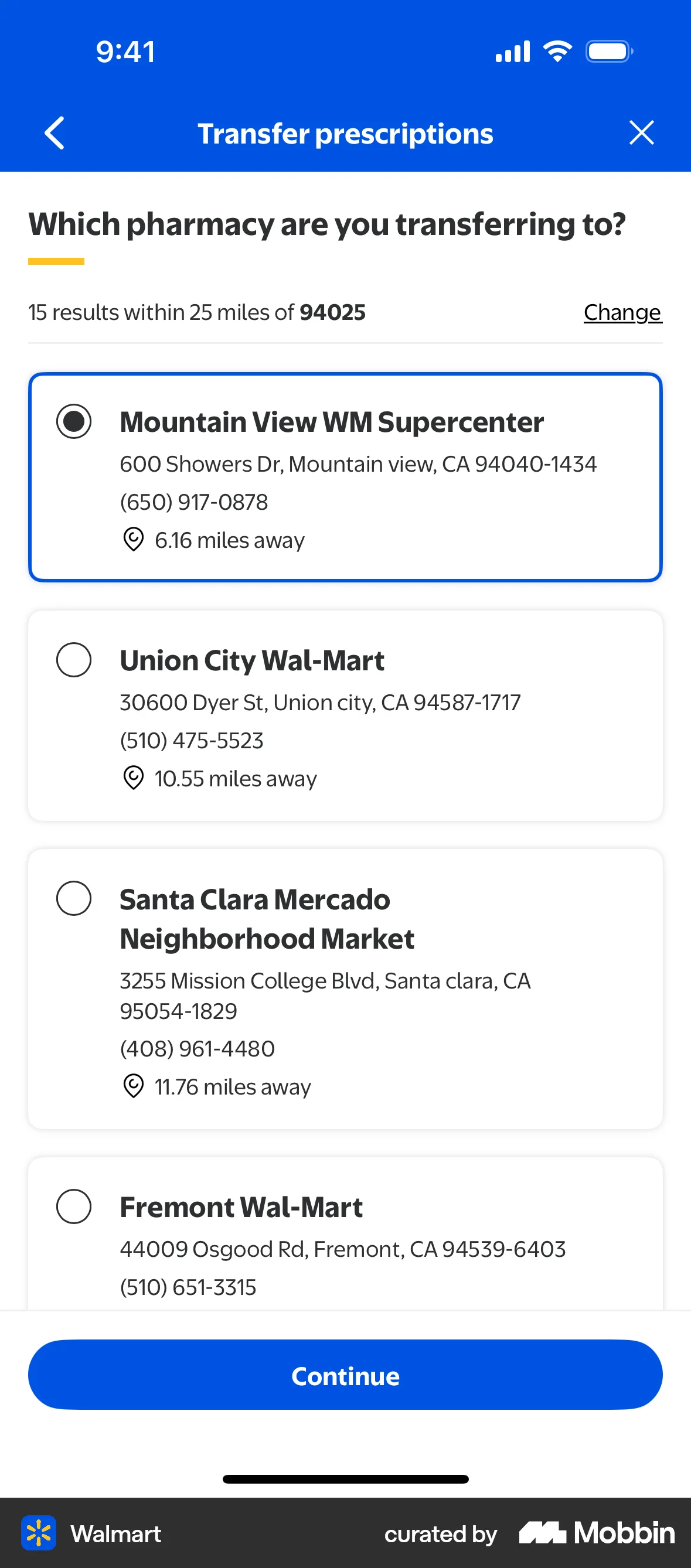 Walmart Requesting prescription transfer screen