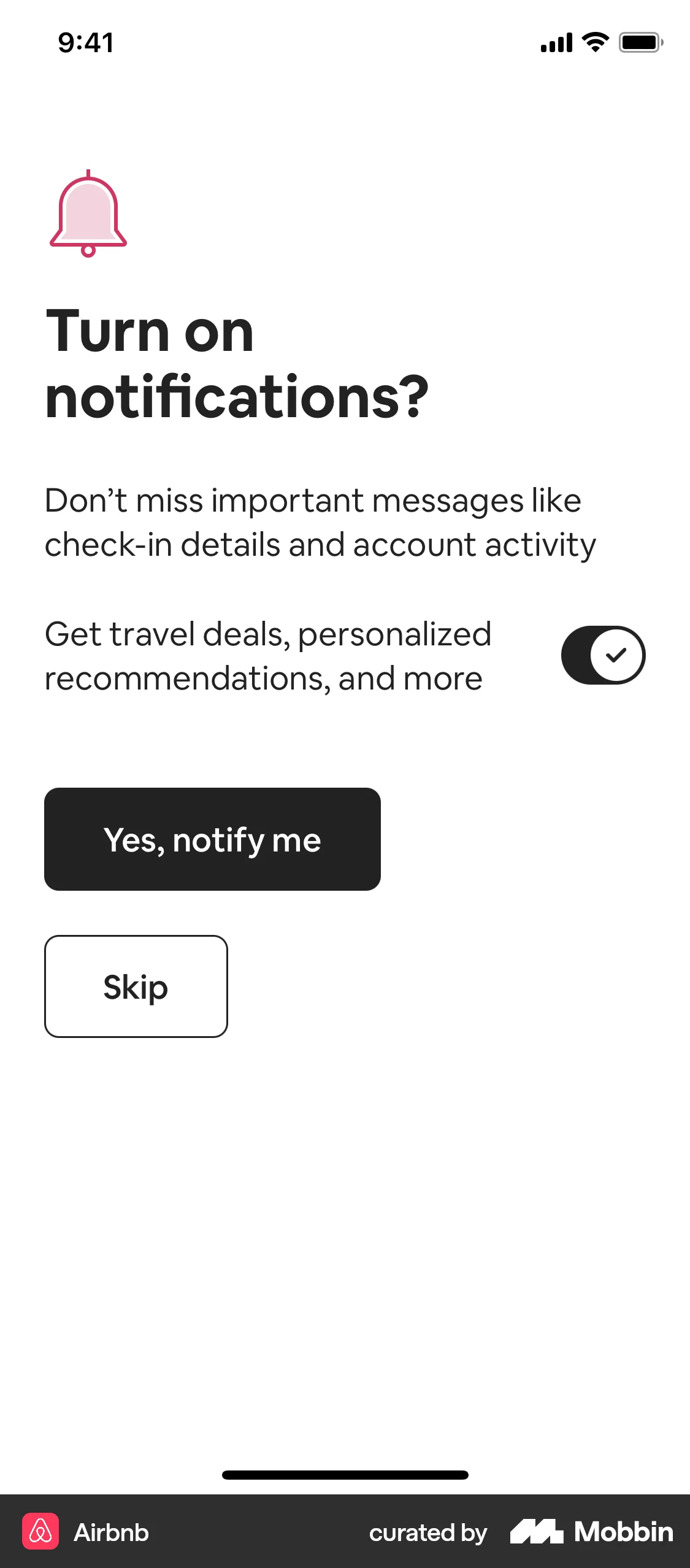 Airbnb Onboarding screen