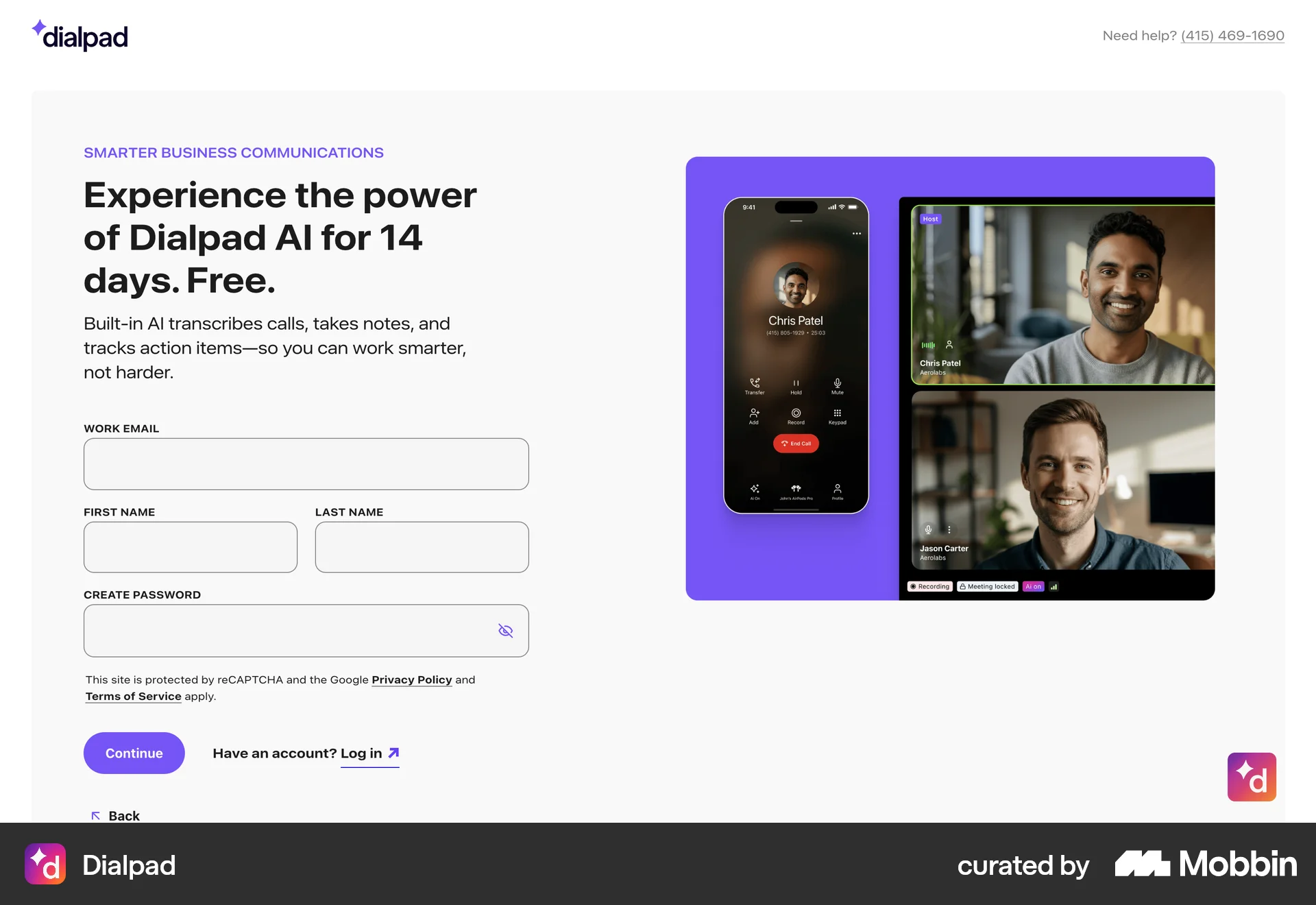Dialpad Onboarding screen