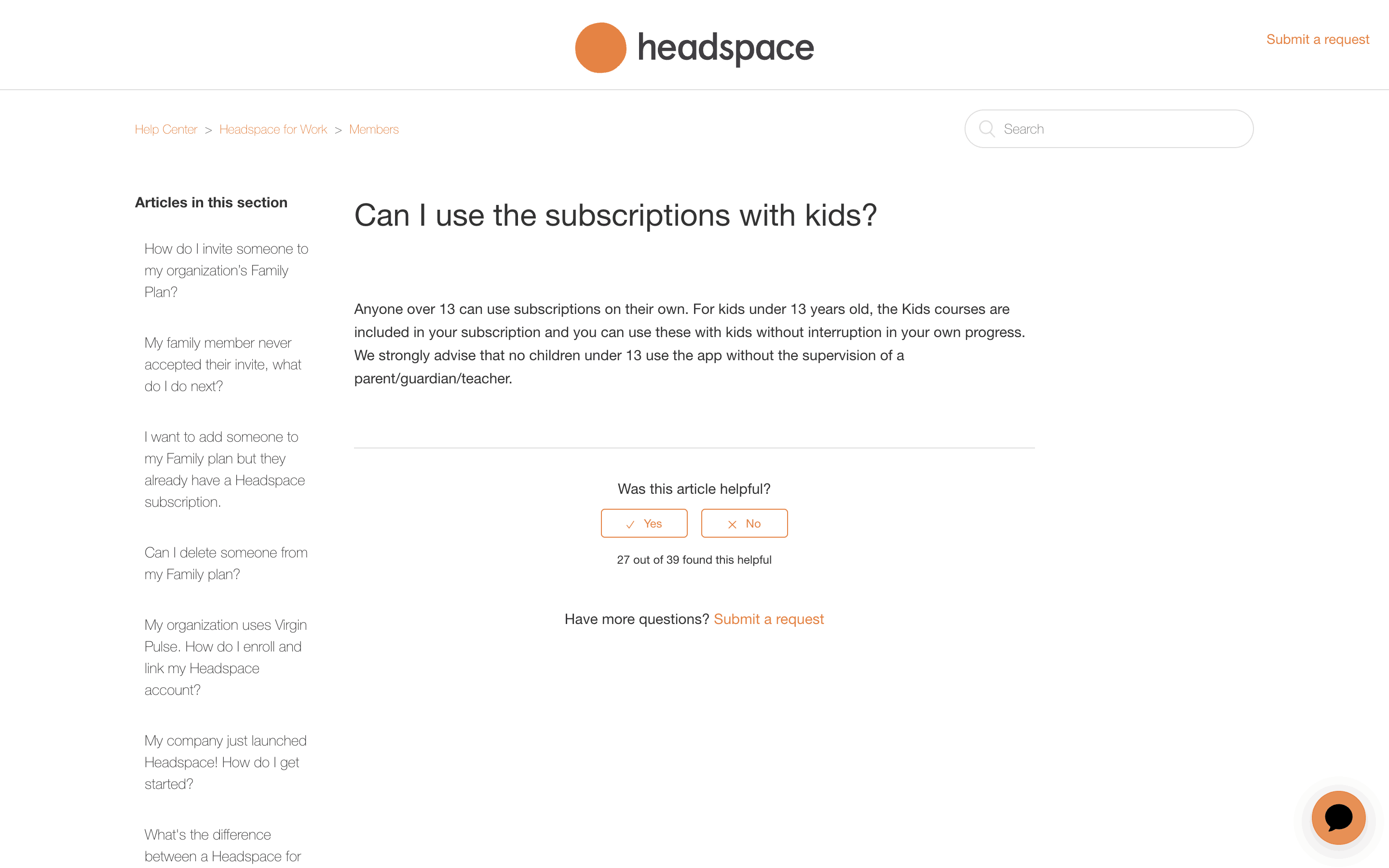 Headspace Web Help Article Content | Mobbin