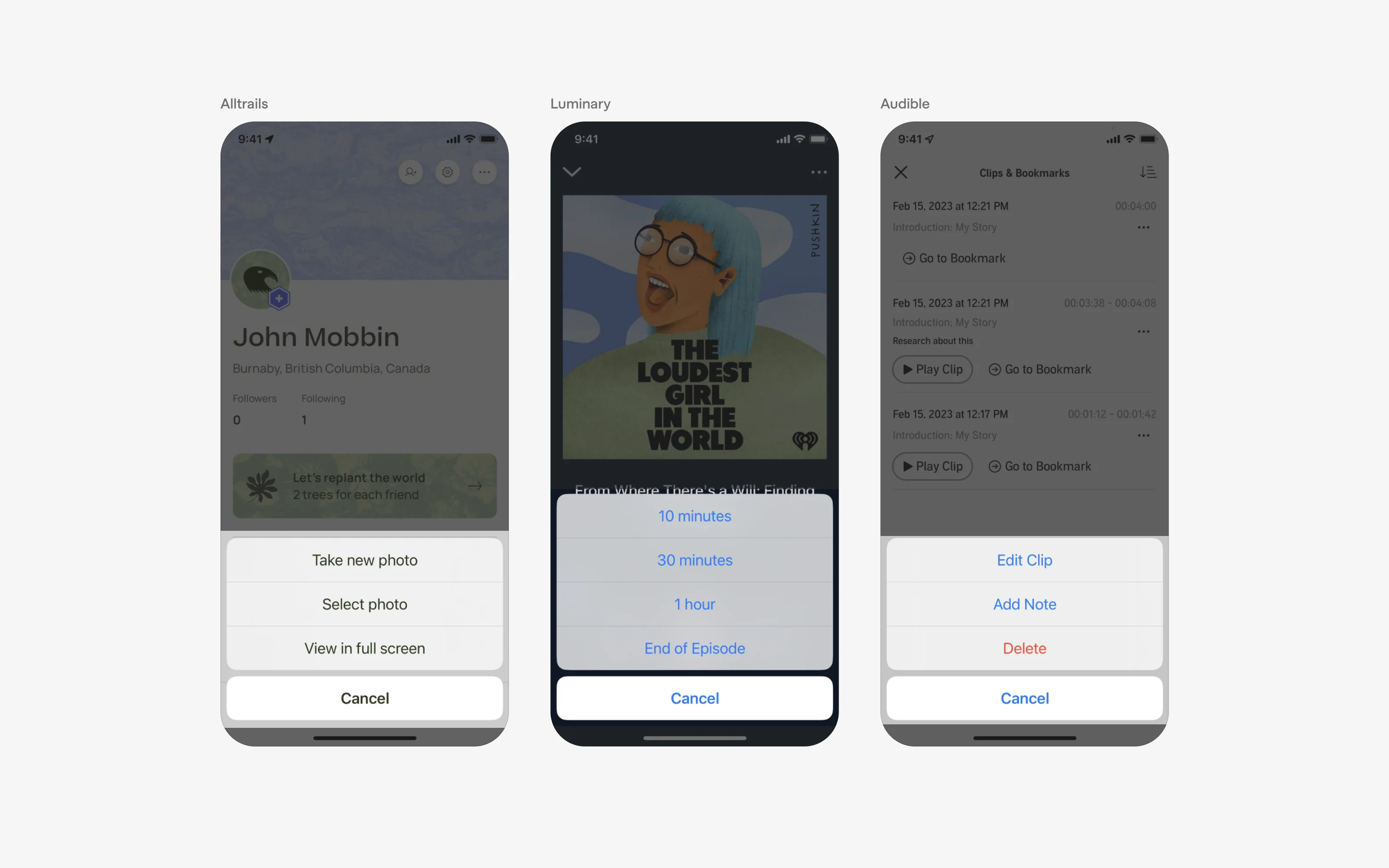 Action Point Ui Action Sheet UI Design: Best practices, Design variants & Examples | Mobbin