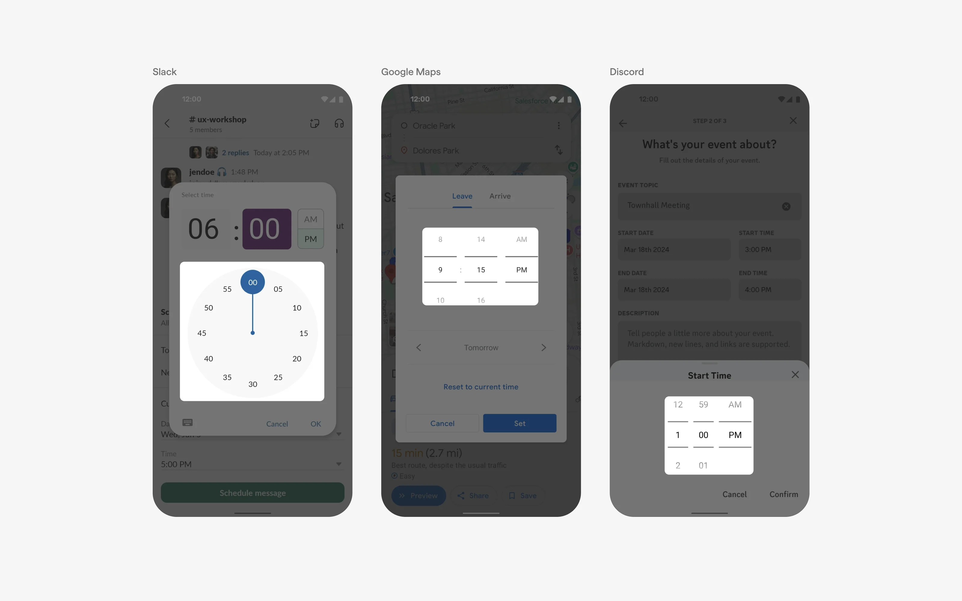 Android Timeppicker Time Picker UI Design: Best practices, Design variants & Examples | Mobbin
