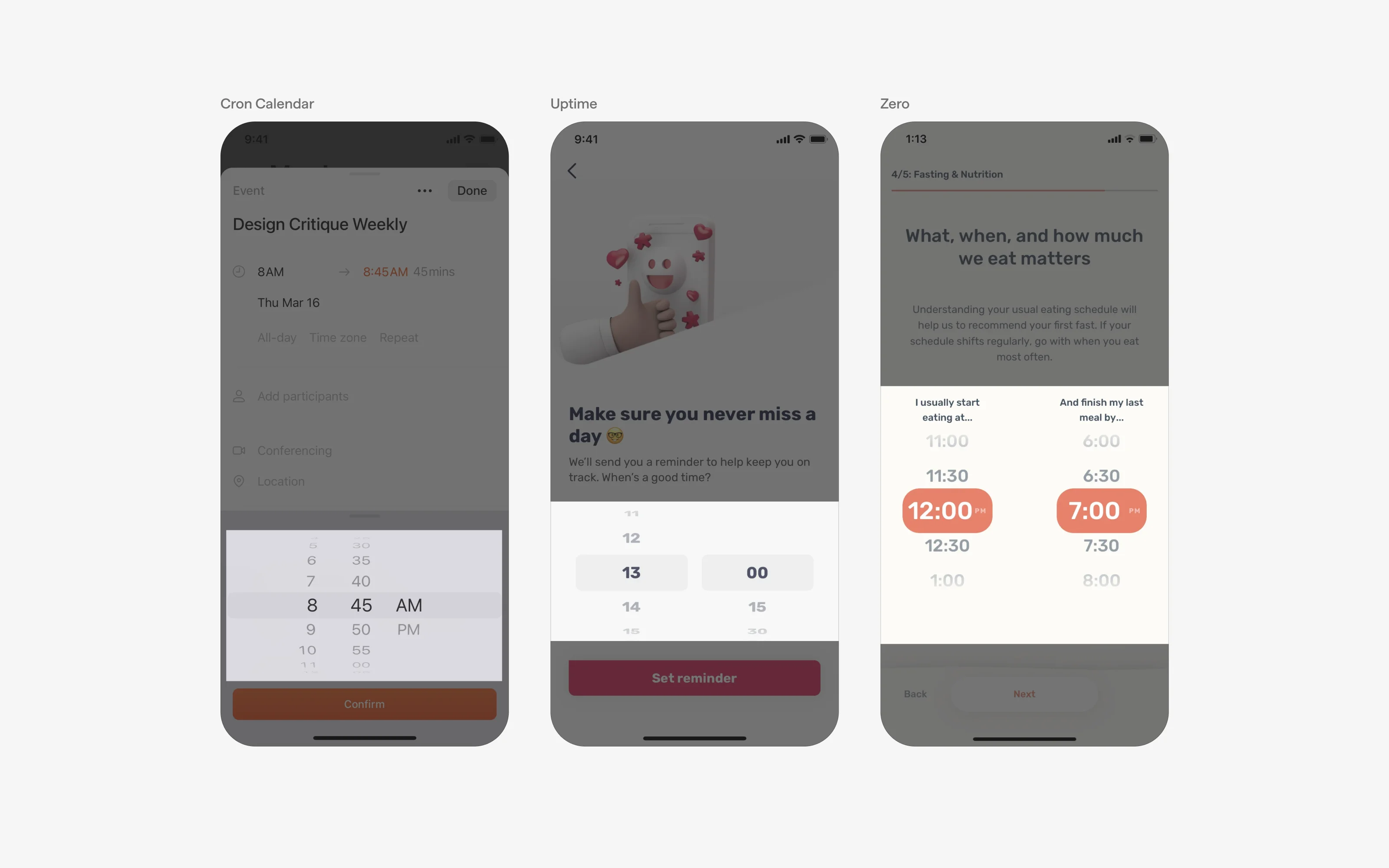 Hour Picker Component Time Picker UI Design: Best practices, Design variants & Examples | Mobbin