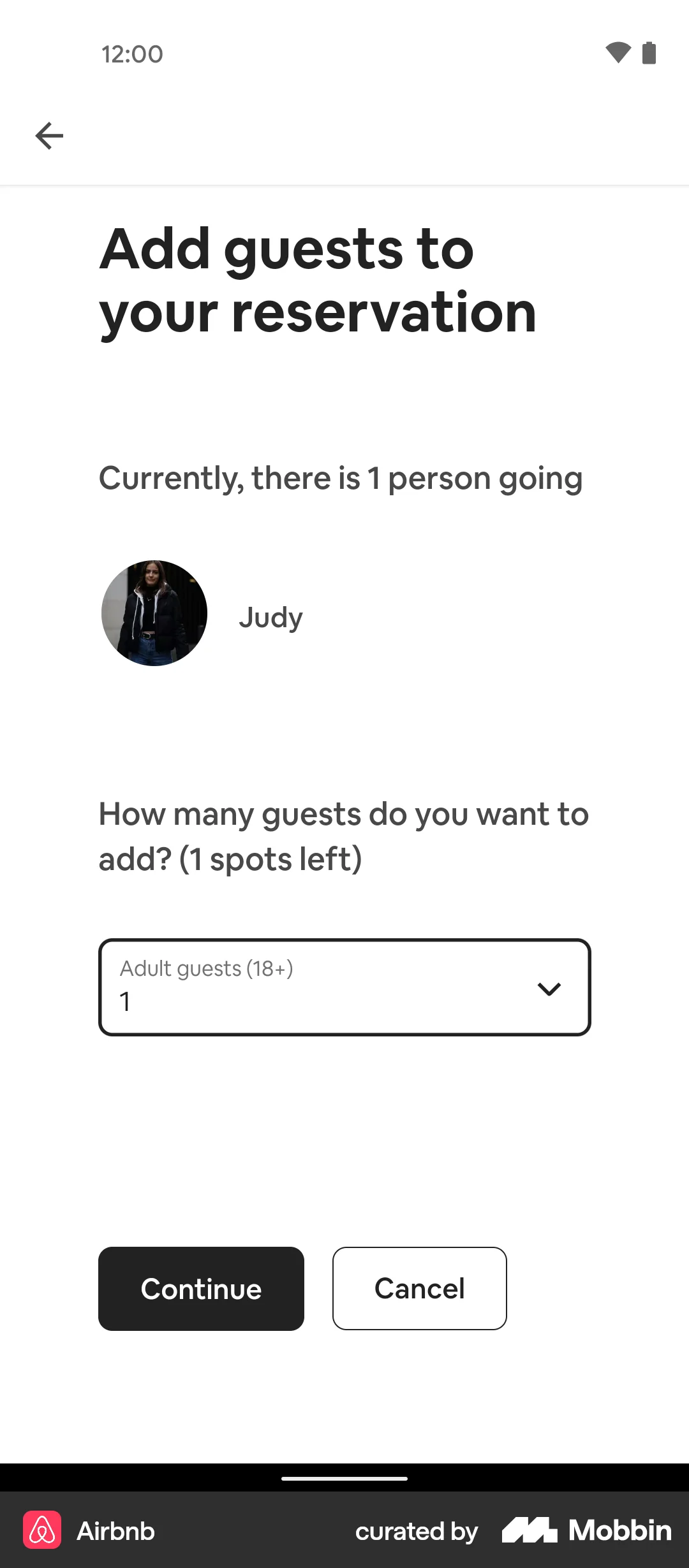 Airbnb Android Invite Teammates screen
