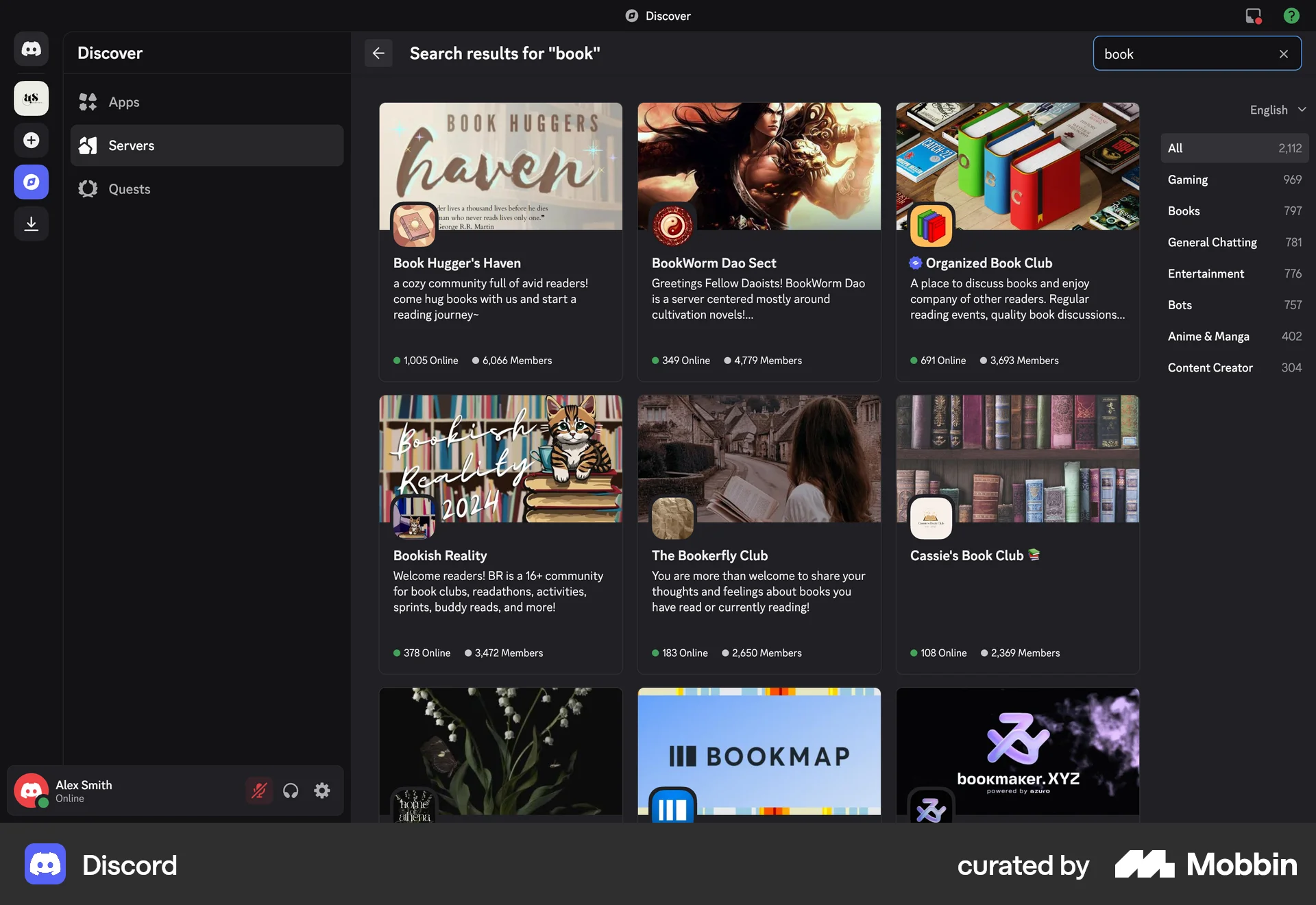Discord Web Search screen
