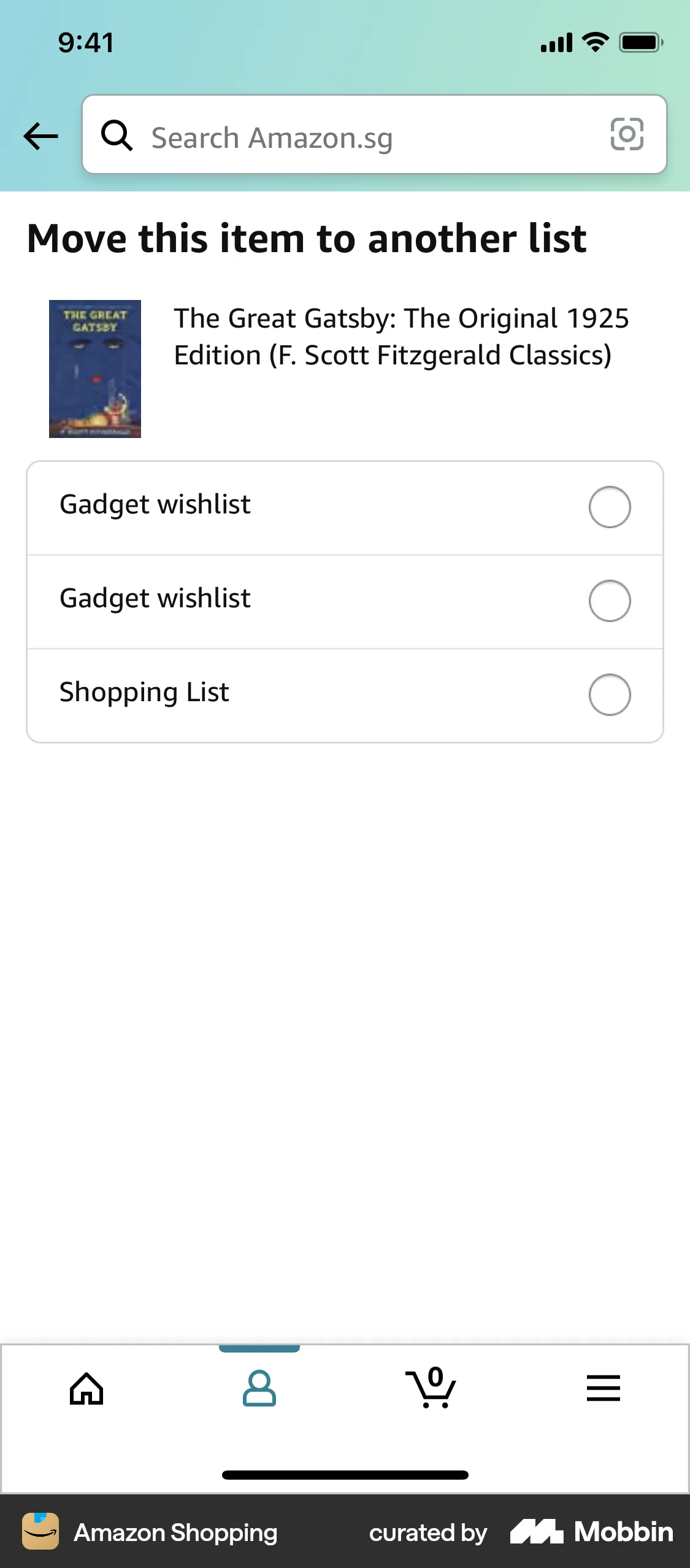 Amazon Shopping iOS Move screen