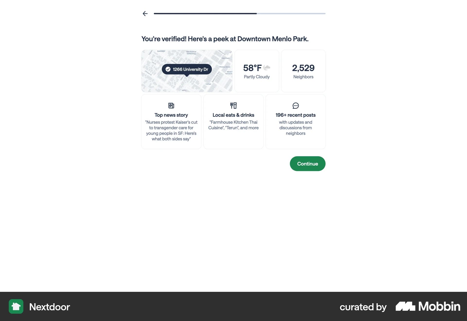 Nextdoor Web Acknowledgement & Success screen