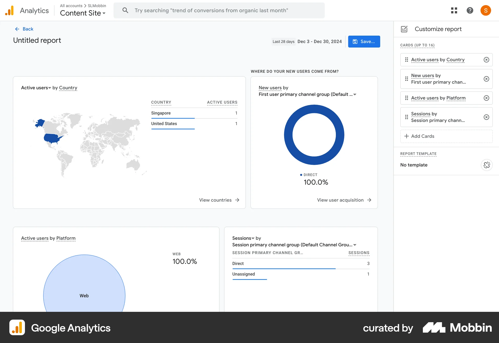 Google Analytics Web Map screen