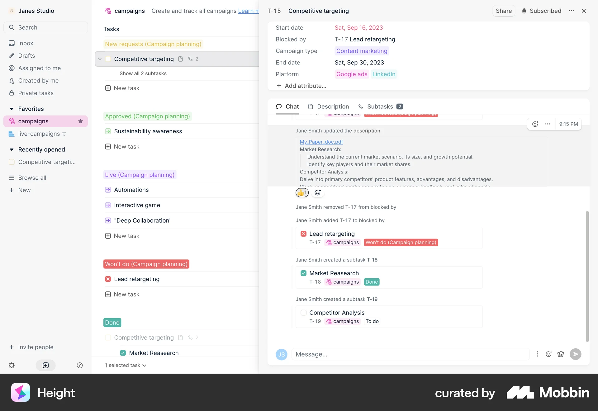 Height Web Like & Upvote screen