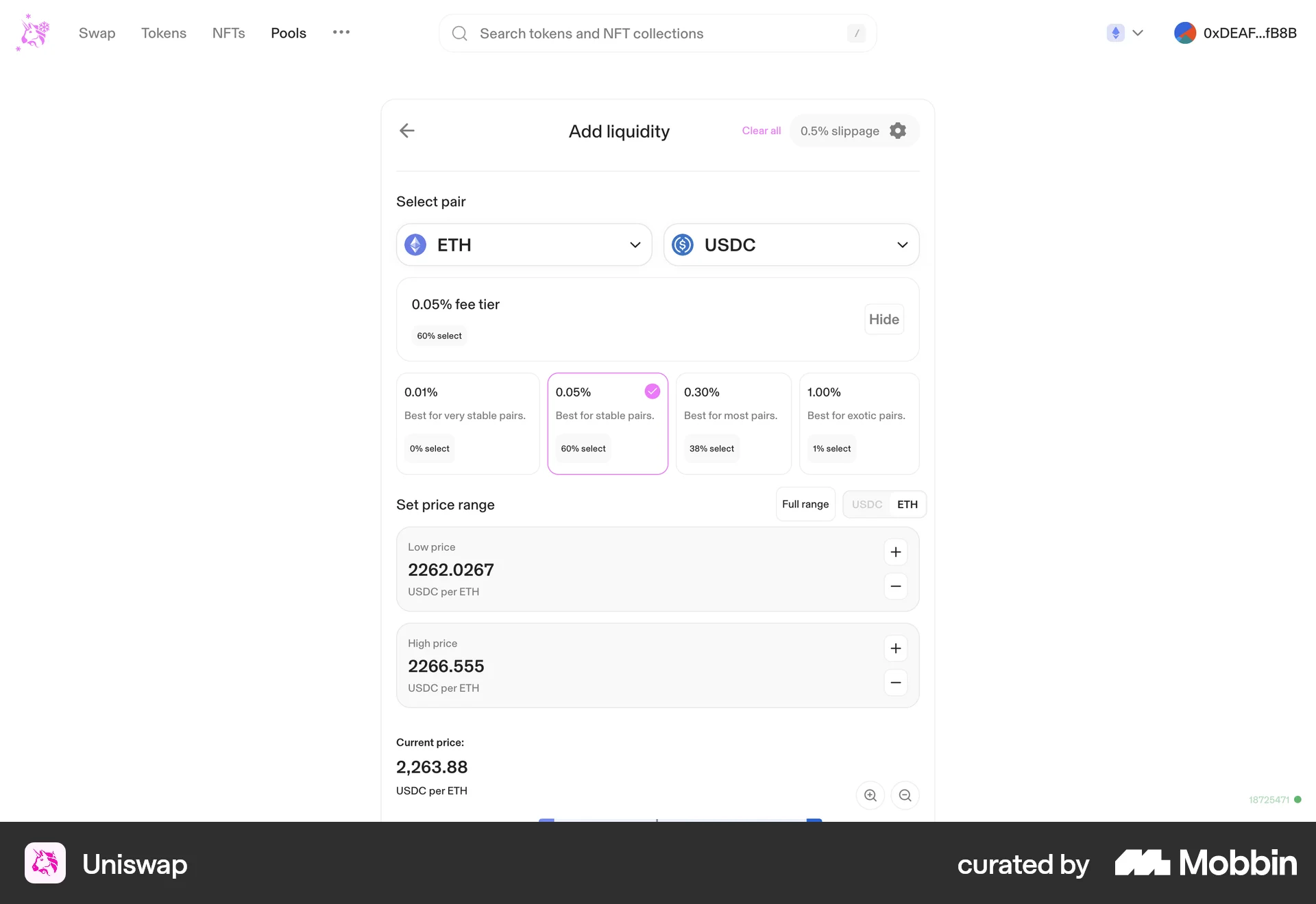 Uniswap Web screen containing Stepper UI element