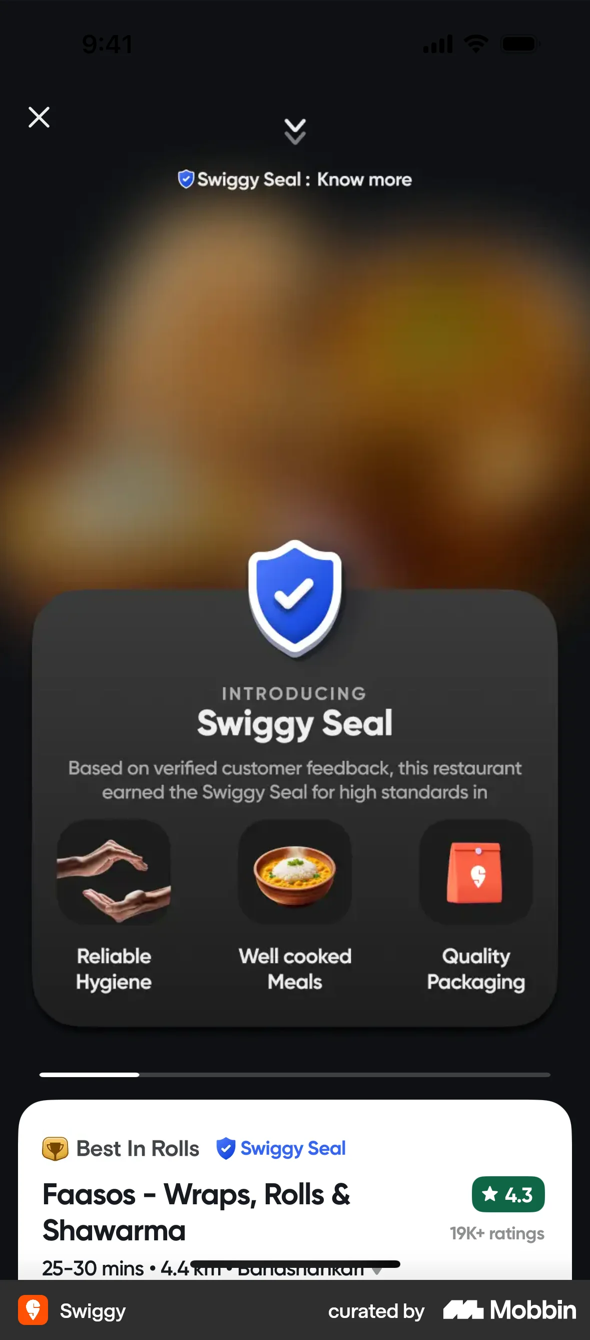 Swiggy iOS screen containing Full-Screen Overlay UI element