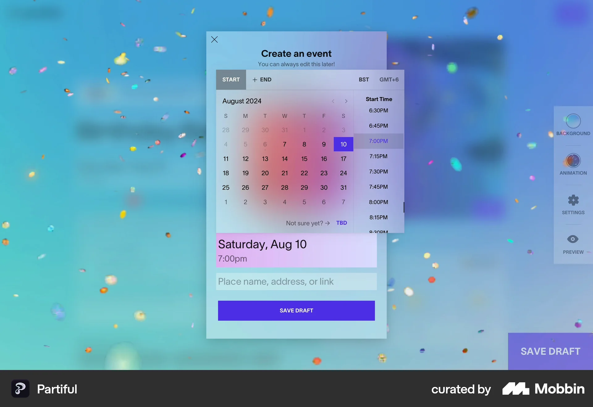 Partiful Web Lifestyle App screen
