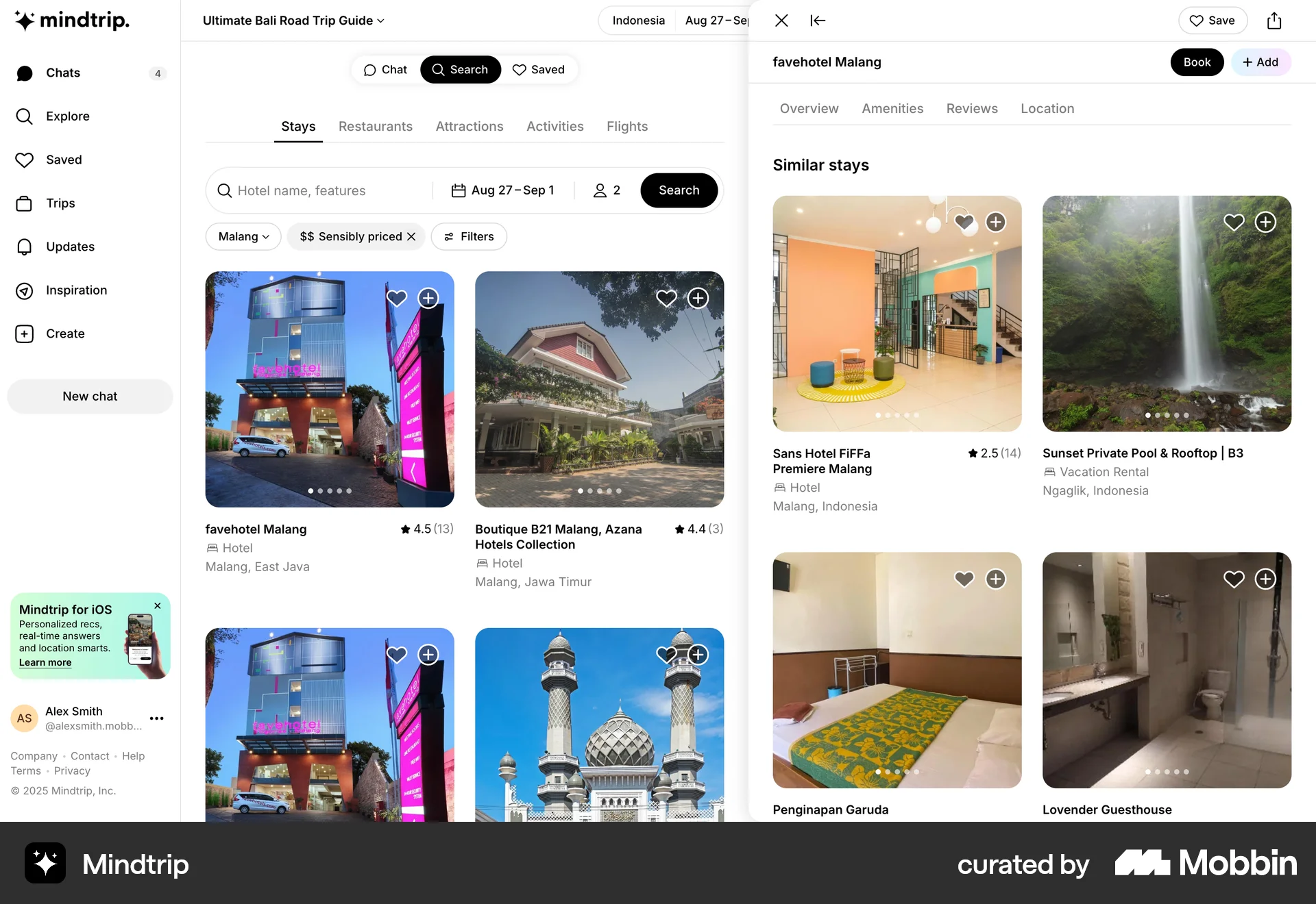 Mindtrip Web screen containing Carousel UI element
