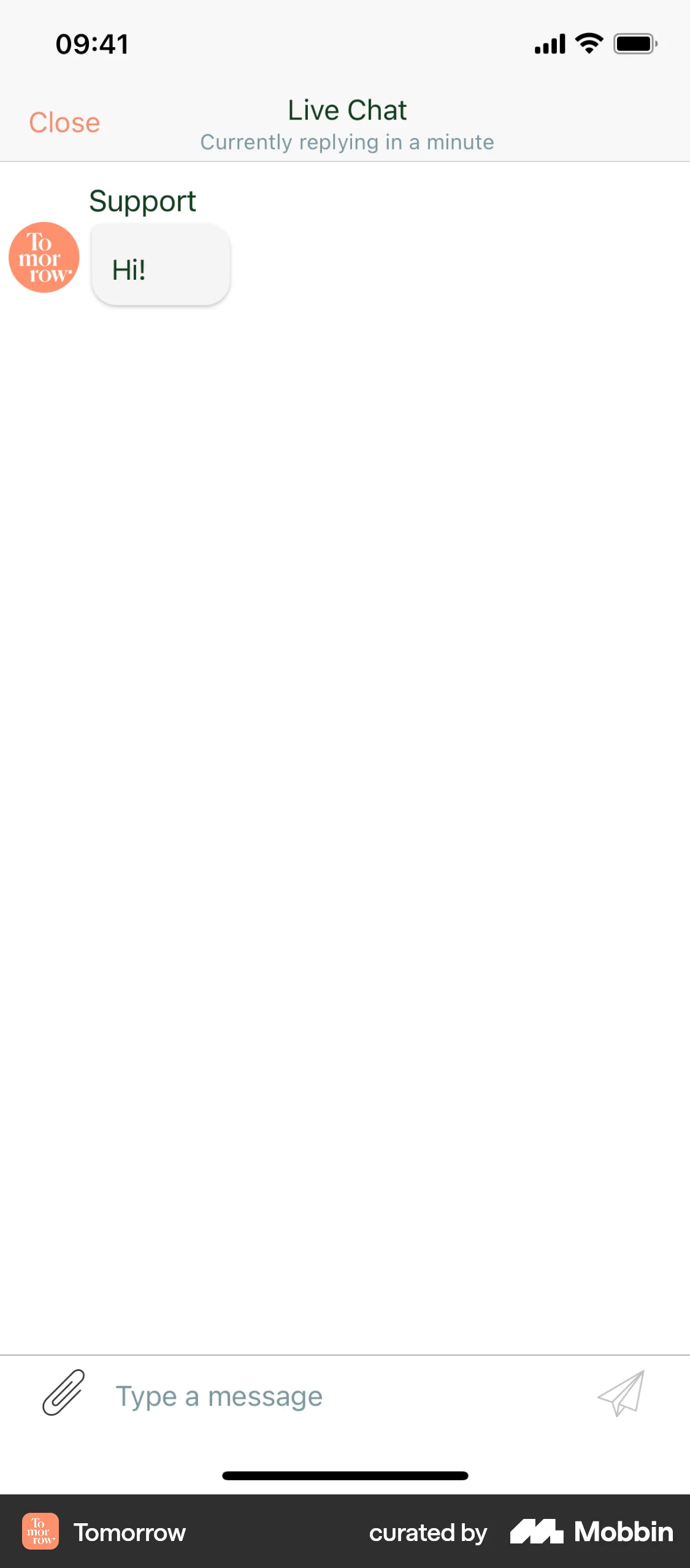 Tomorrow iOS Chat Detail screen