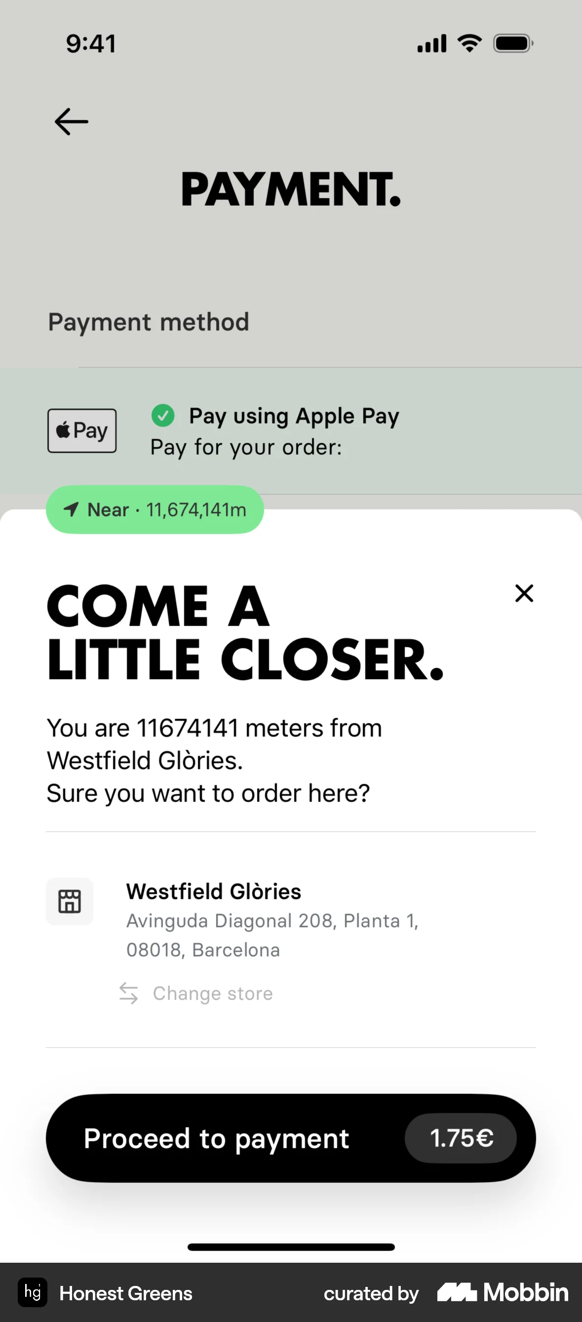 Honest Greens iOS screen containing Badge UI element