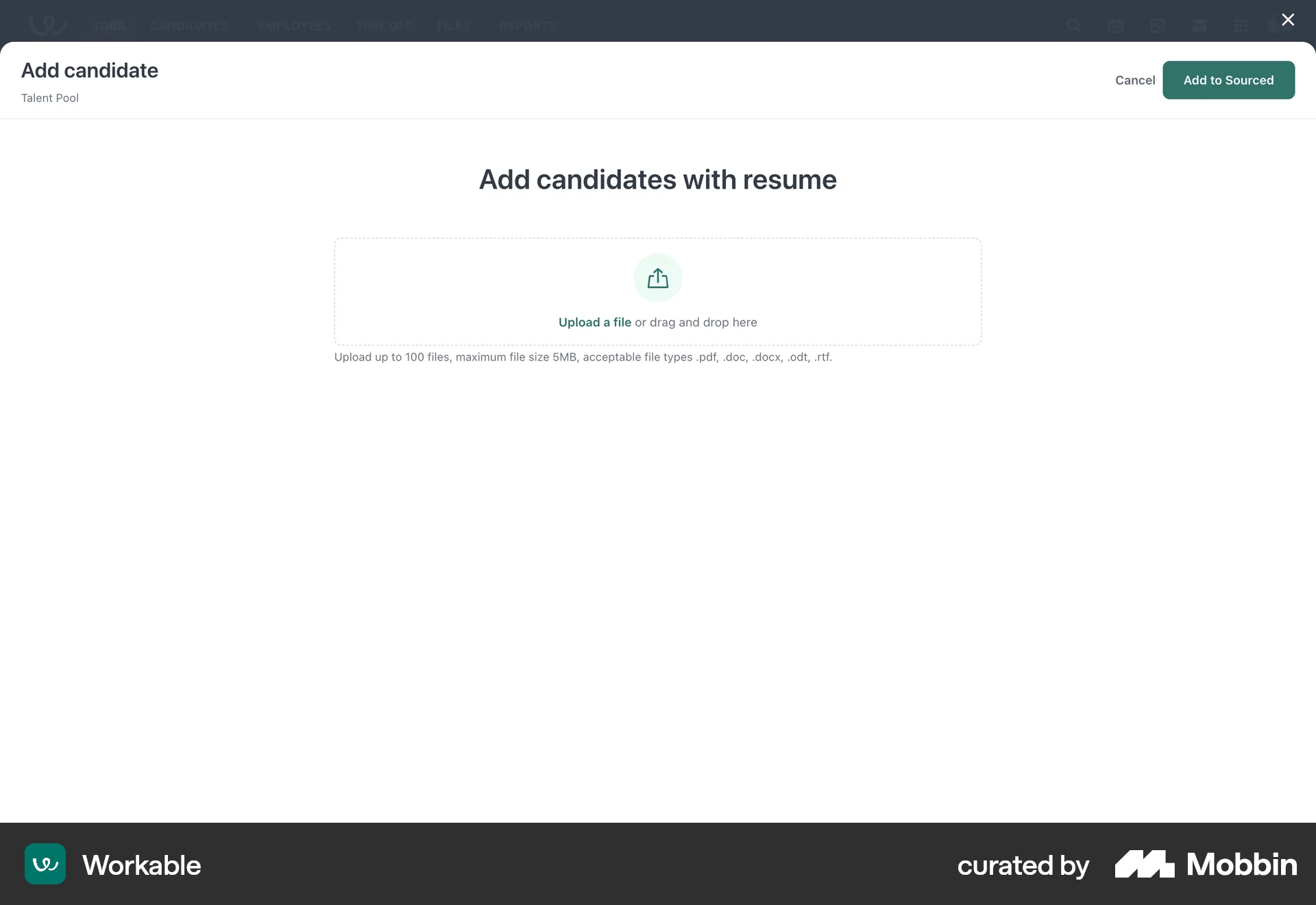 Workable Web Upload & Download screen