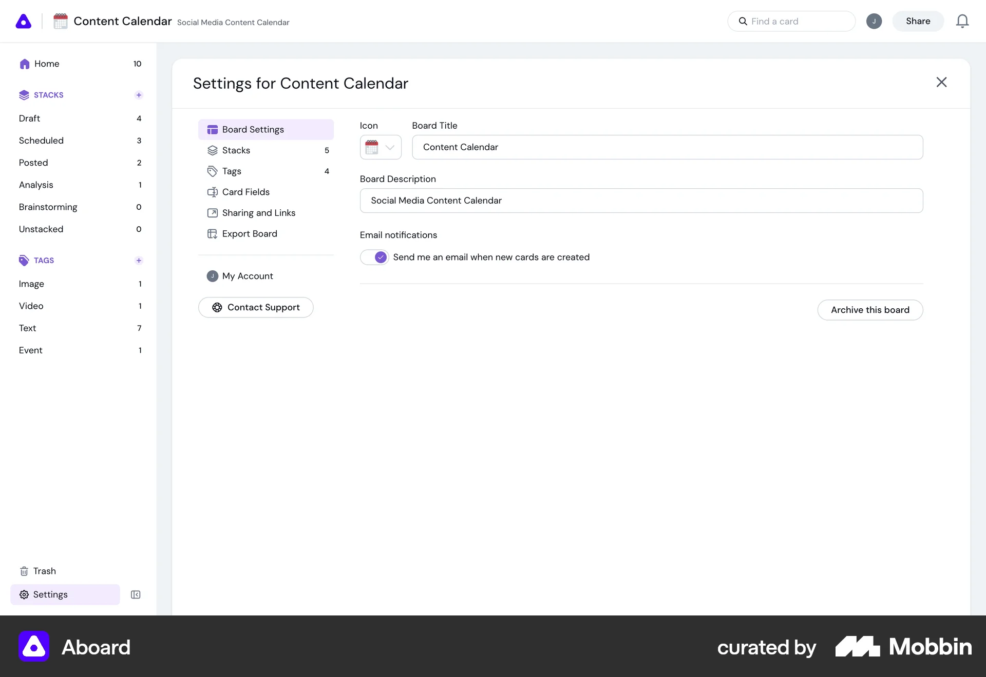 Aboard Web screen containing Icon UI element