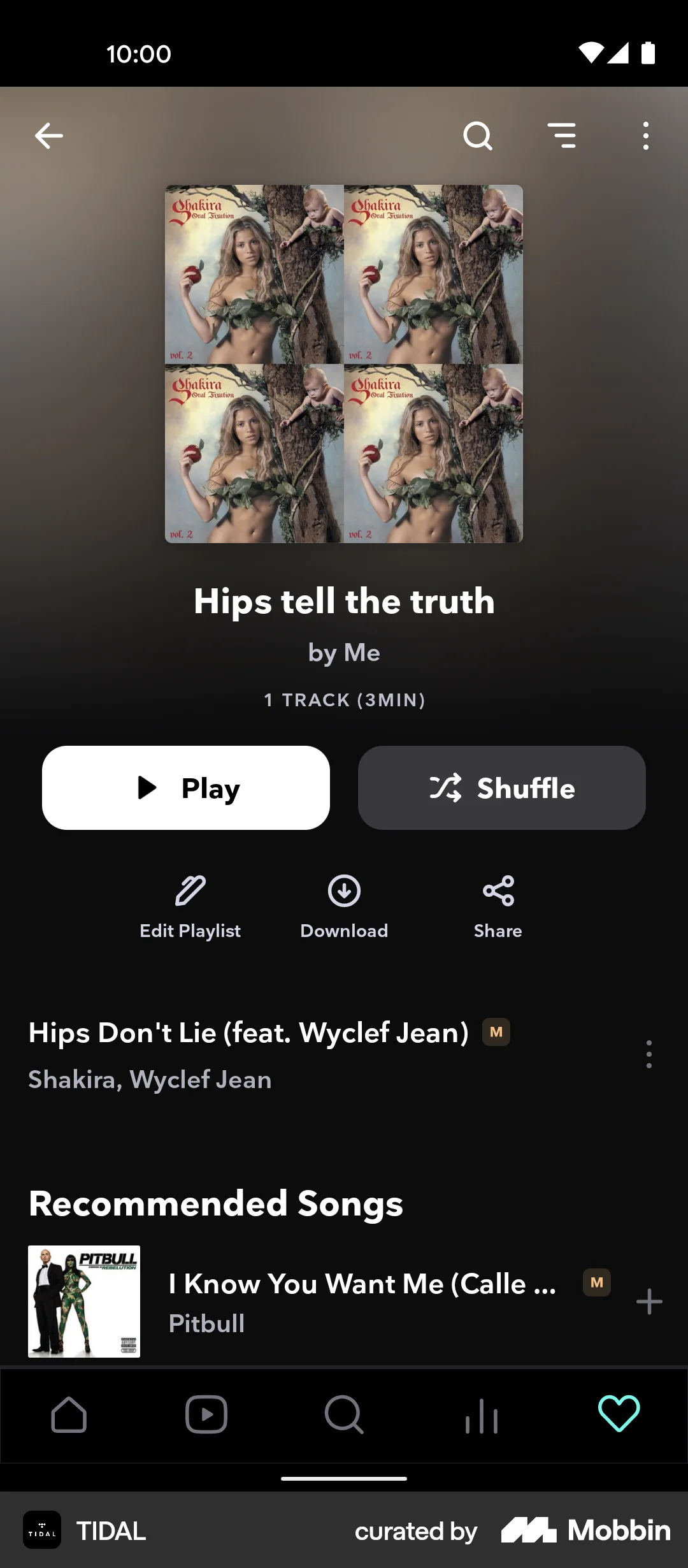 TIDAL Android Playlists screen