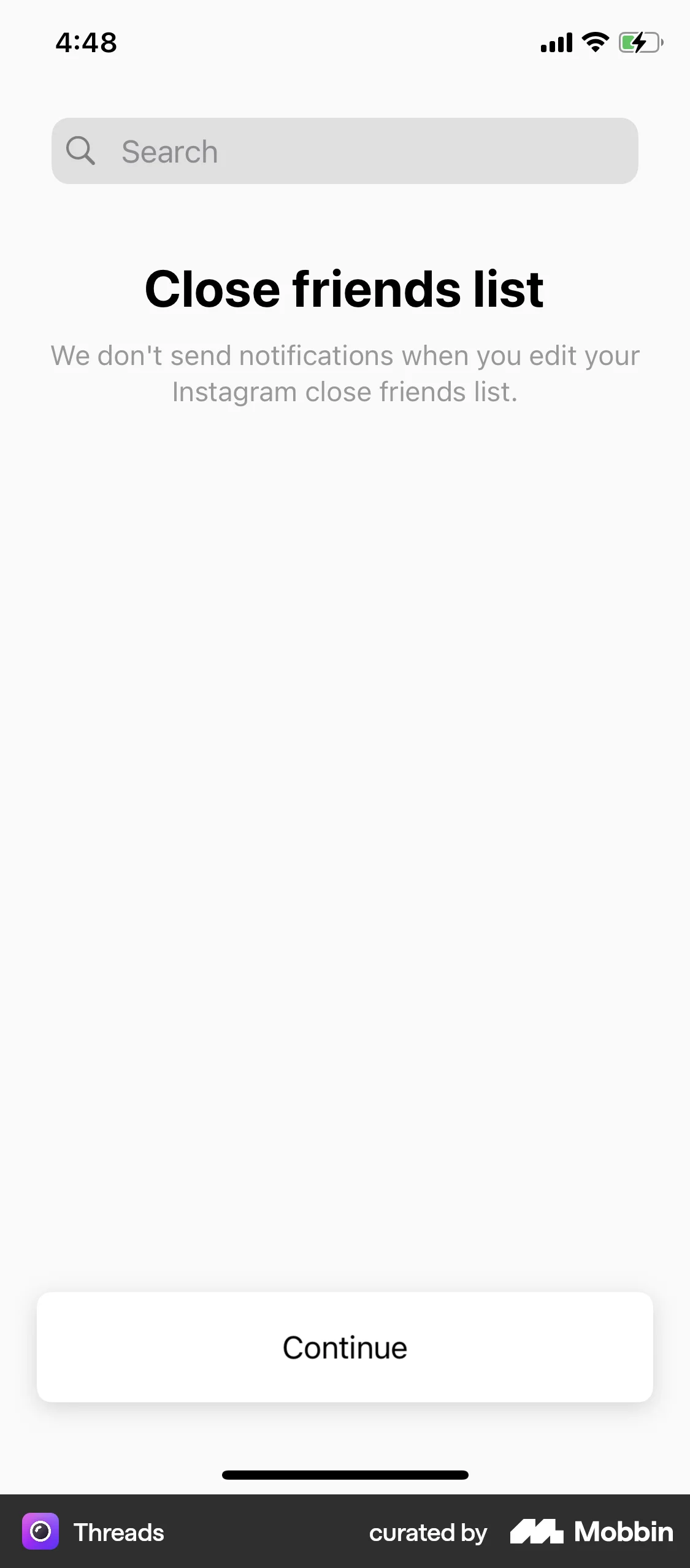 Threads iOS Invite & Refer Friends screen