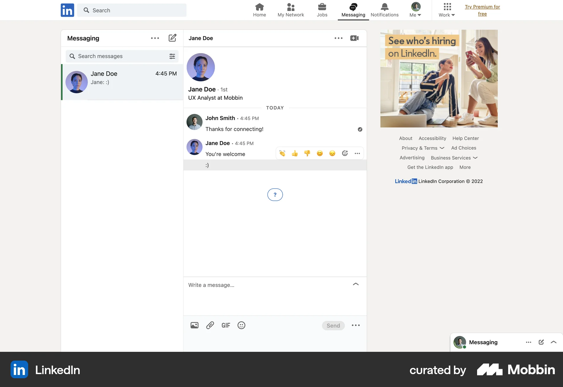 LinkedIn Web Like & Upvote screen