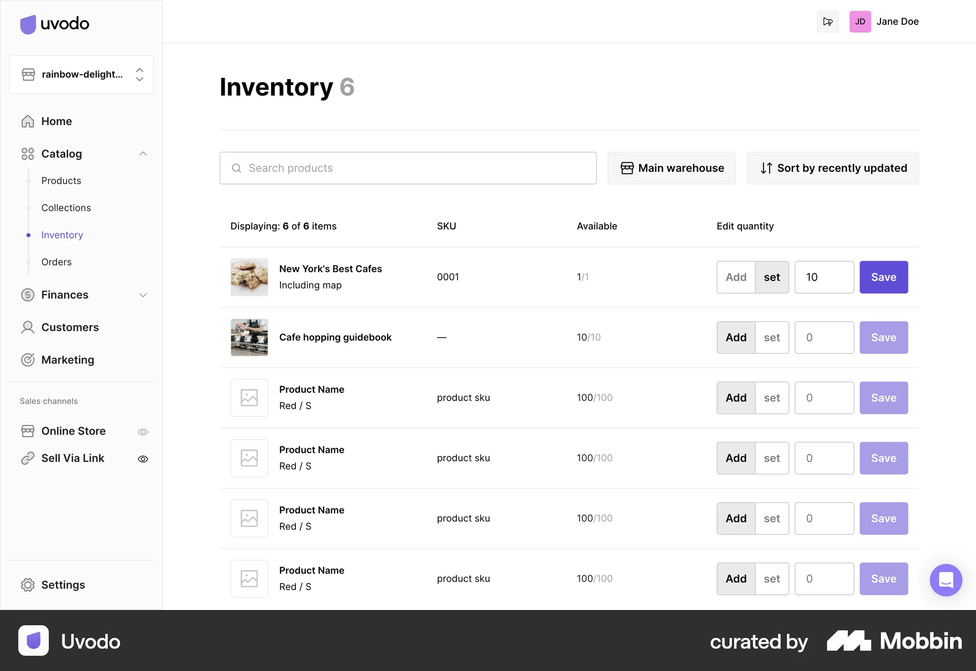 Uvodo Web Set screen