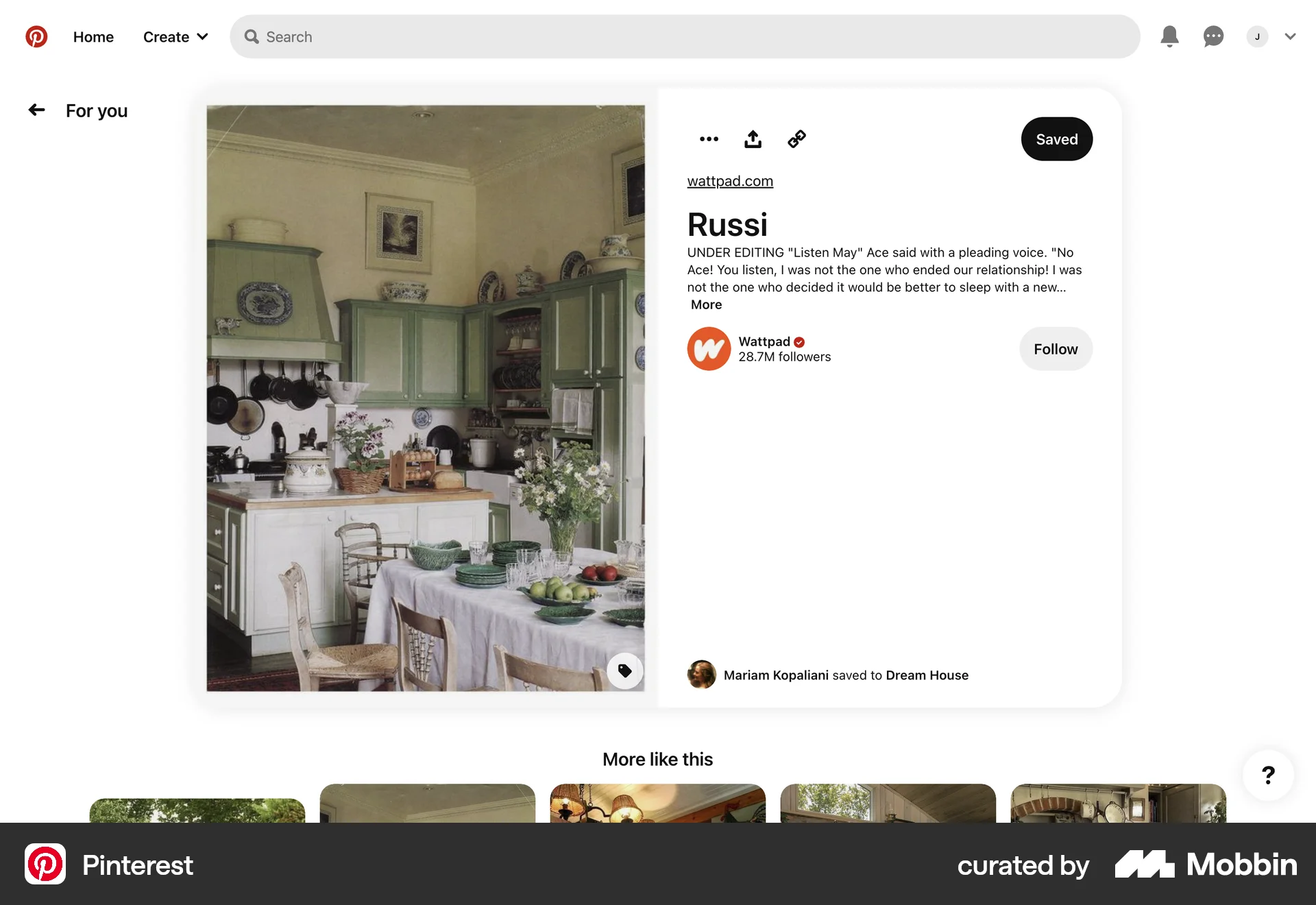 Pinterest Web Save screen