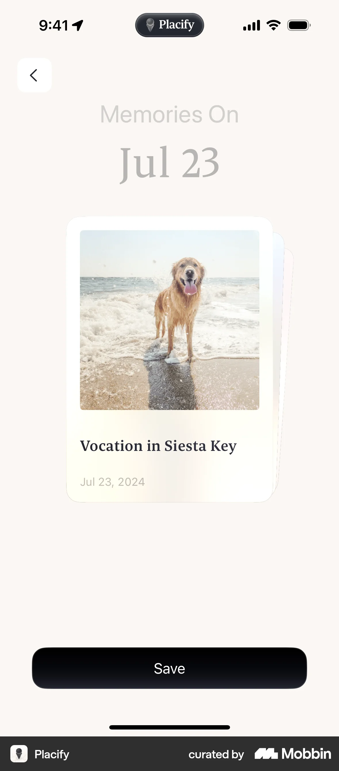 Placify iOS Date & Time screen