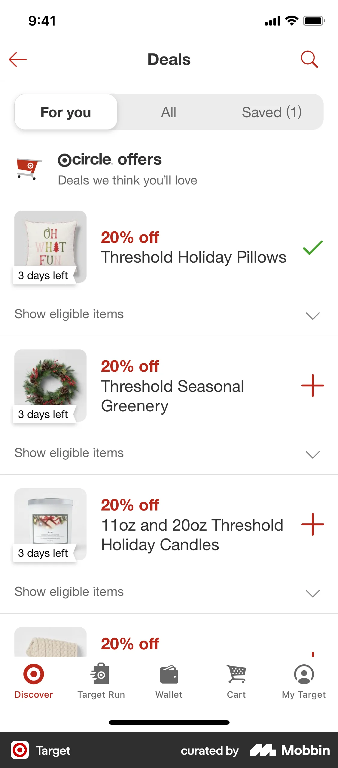 Target iOS screen containing Segmented Control UI element