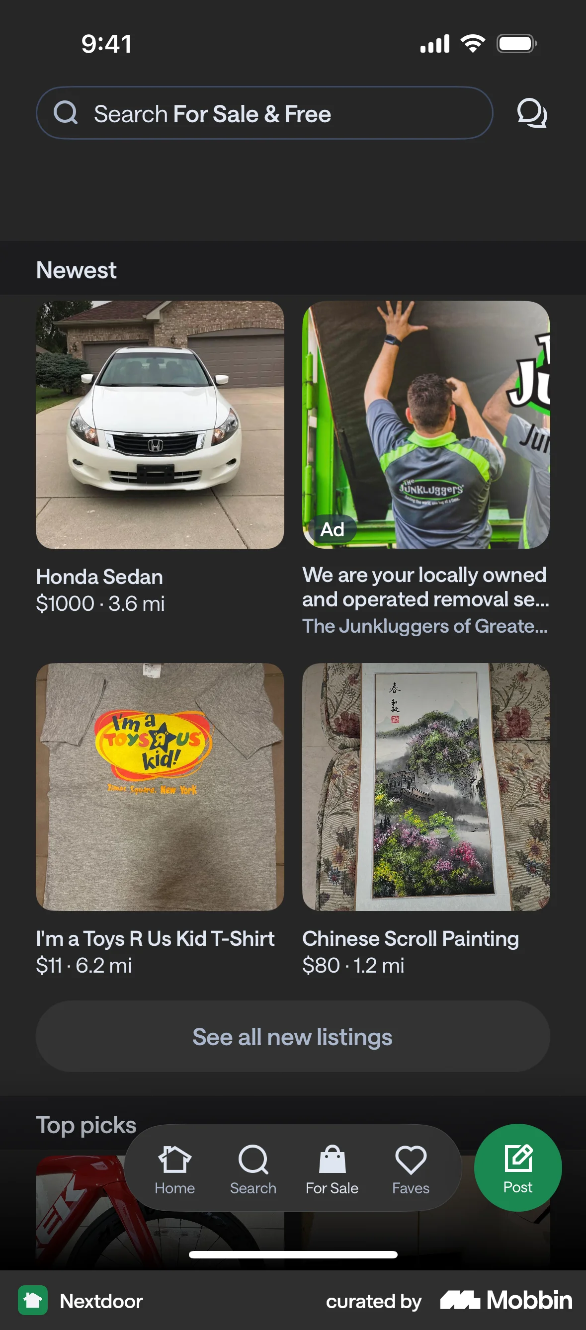 Nextdoor iOS Dark Mode screen