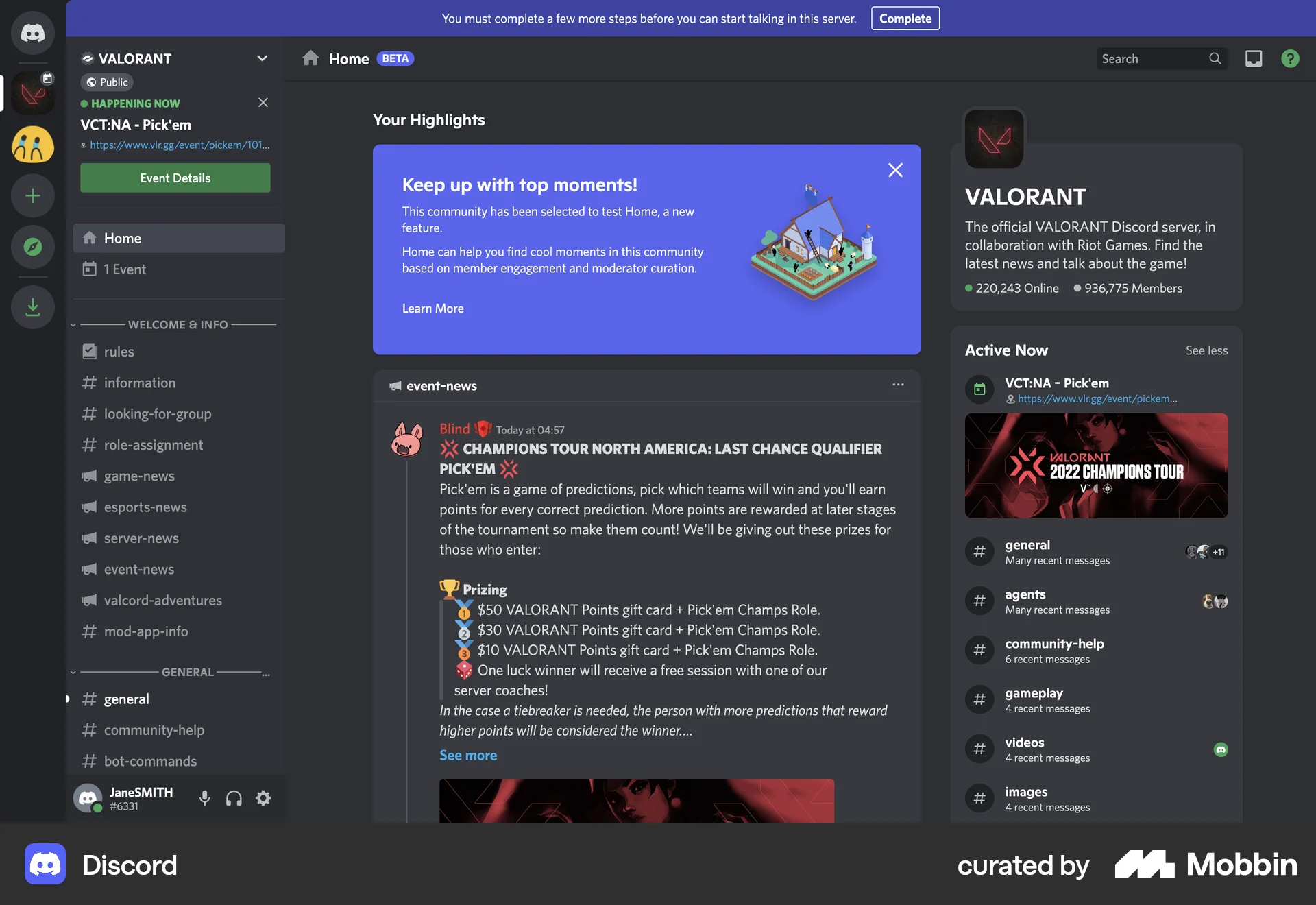 Discord Web Social Networking App screen