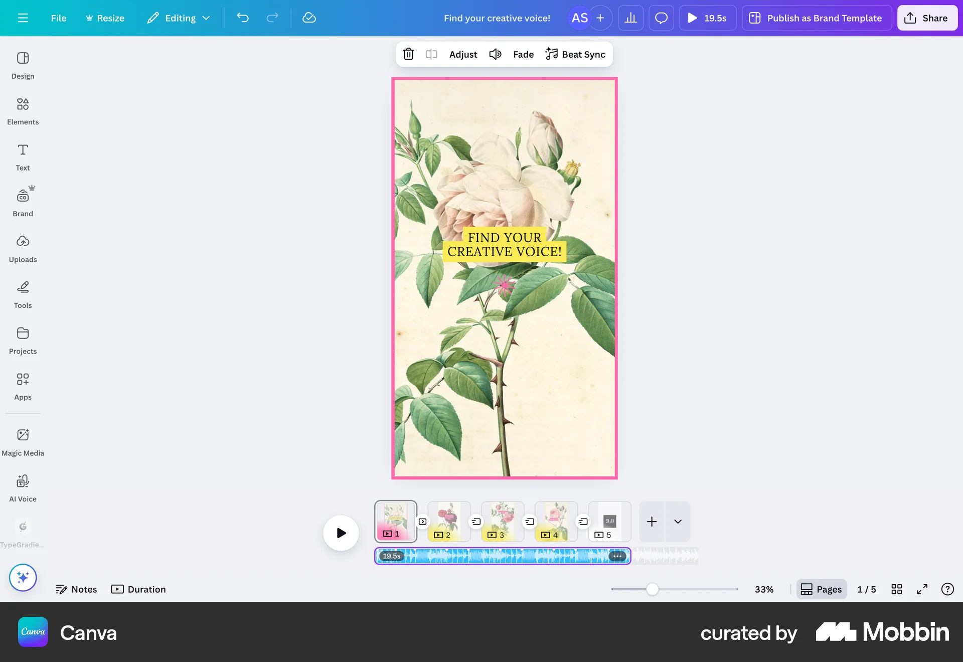Canva Web Media Editor screen