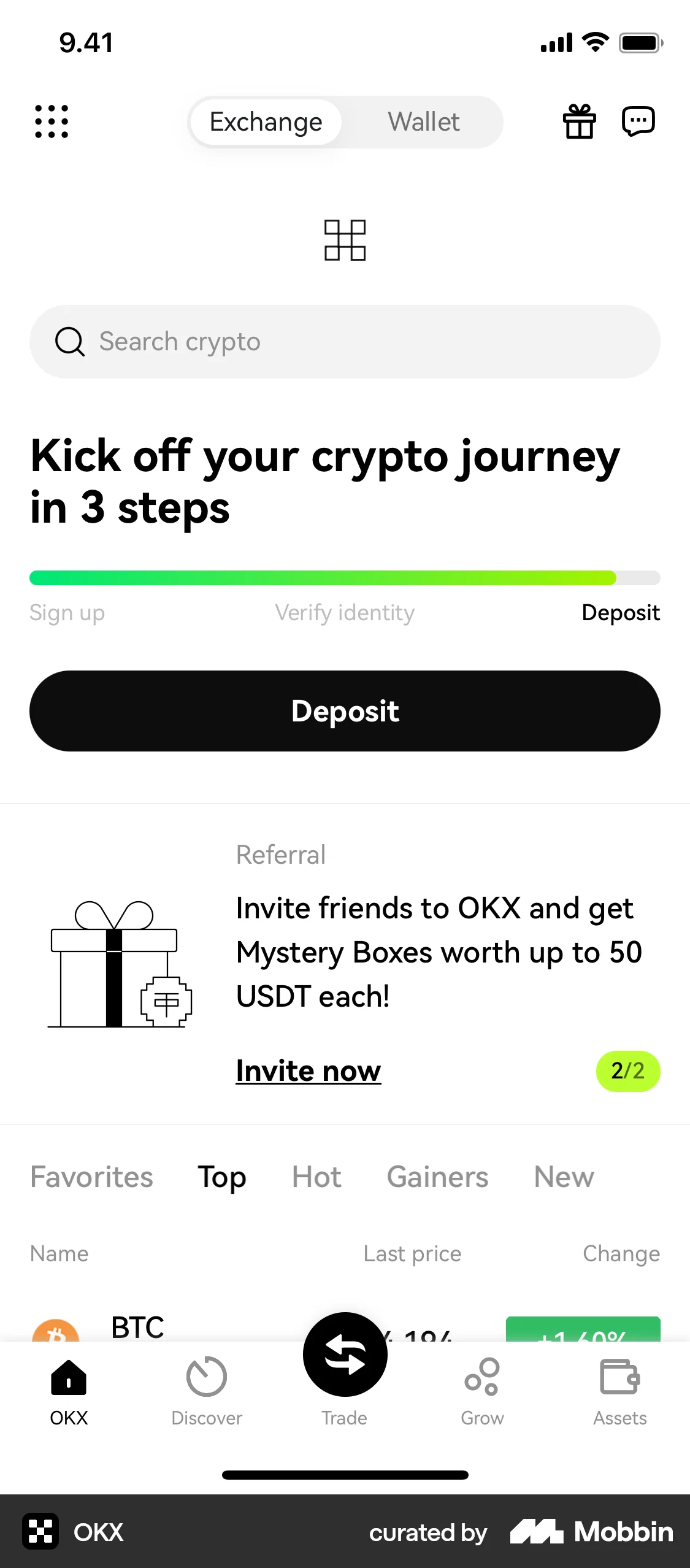 OKX iOS Pull to Refresh screen