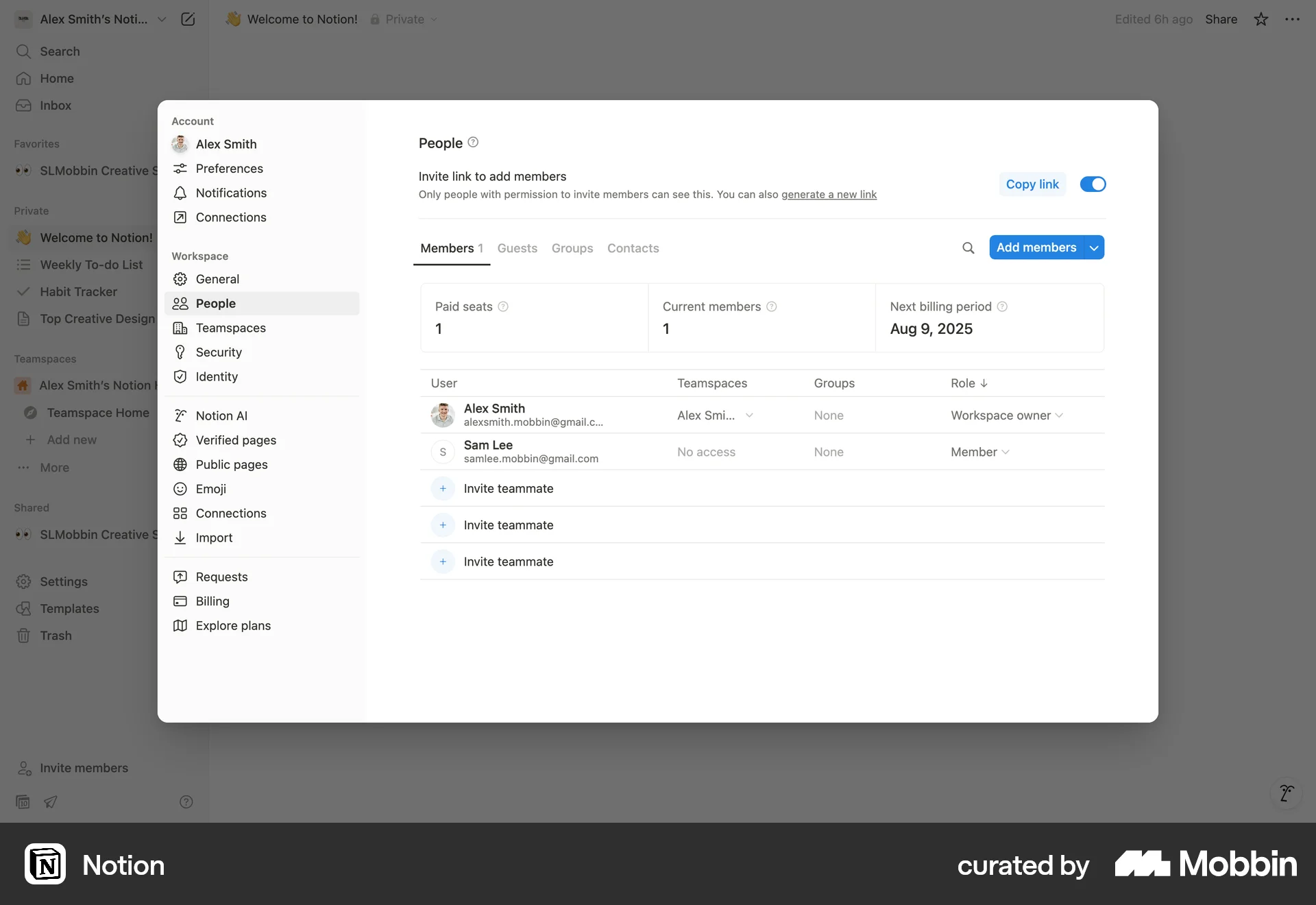 Notion Web Collaboration App screen