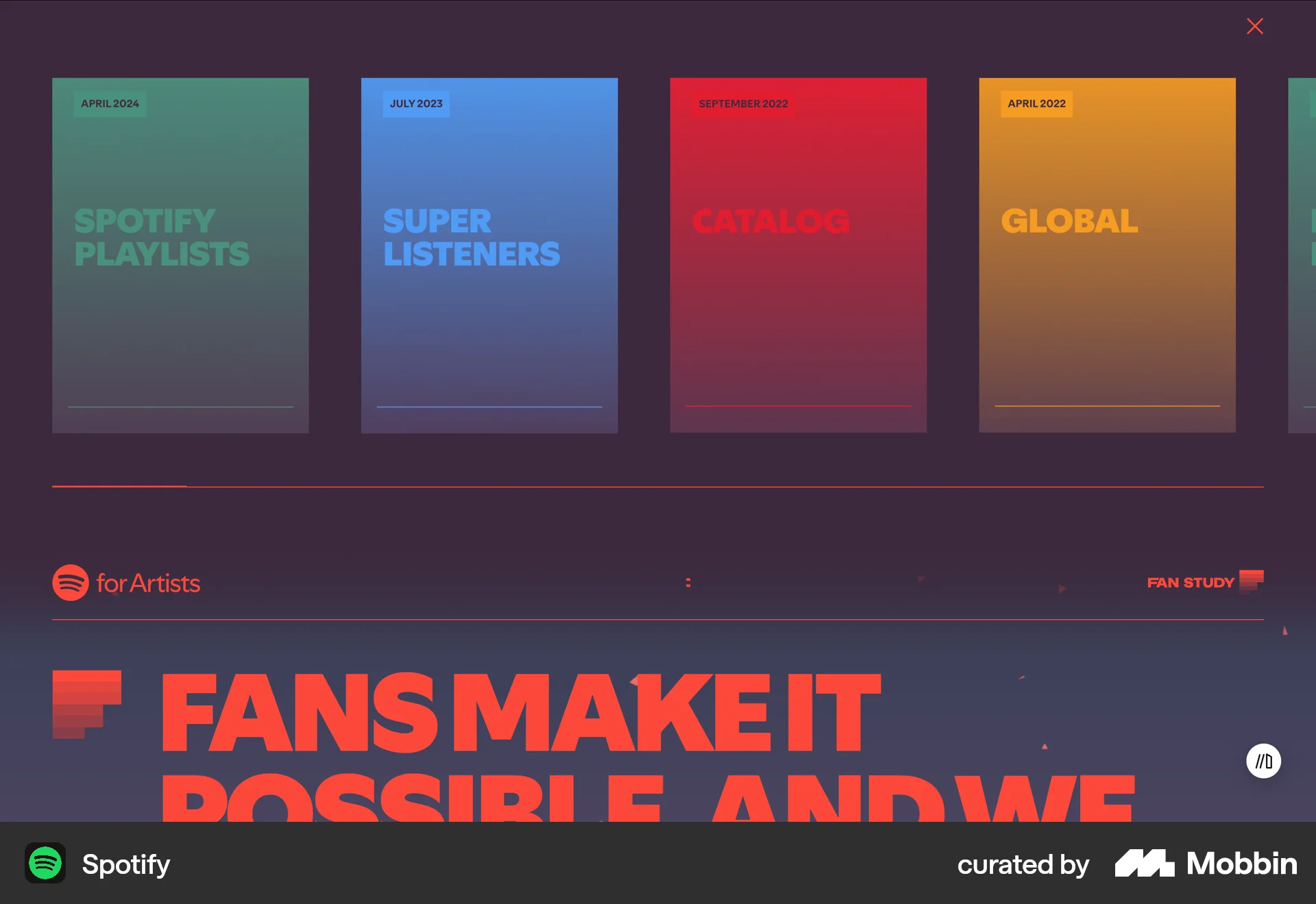 Spotify Web screen containing Drawer UI element
