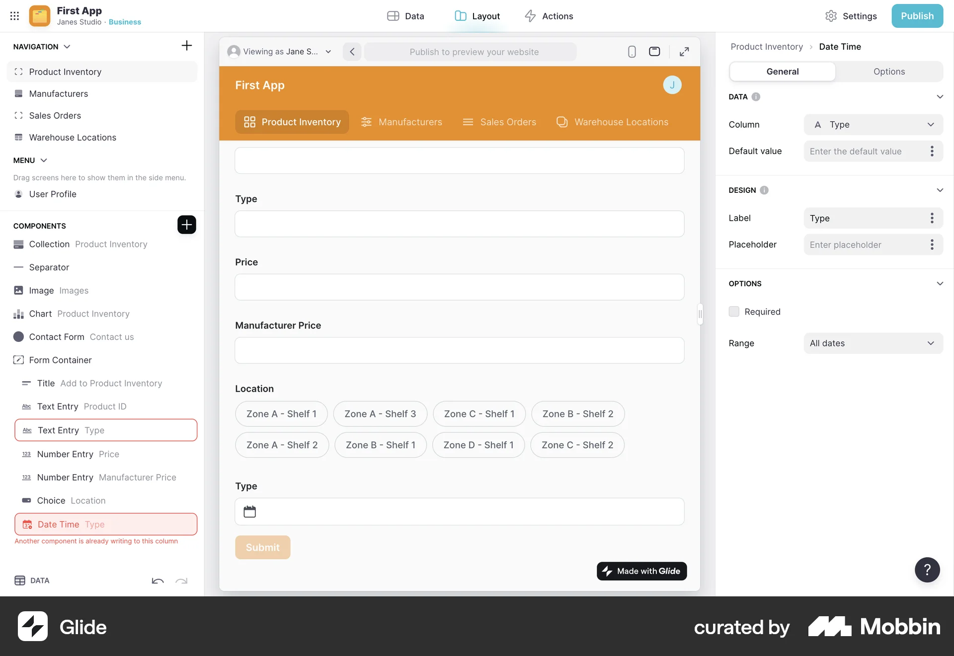 Glide Web Error screen