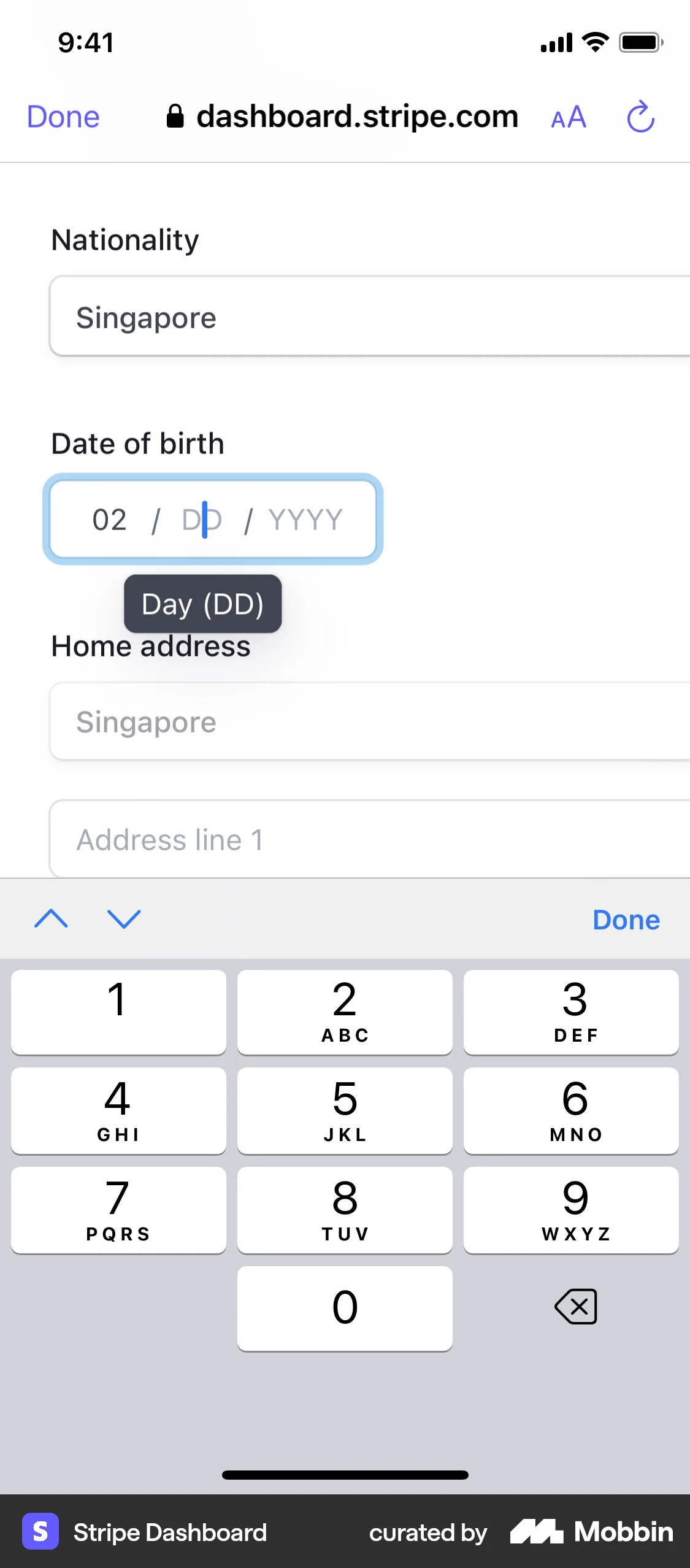 Stripe Dashboard iOS screen containing Tooltip UI element