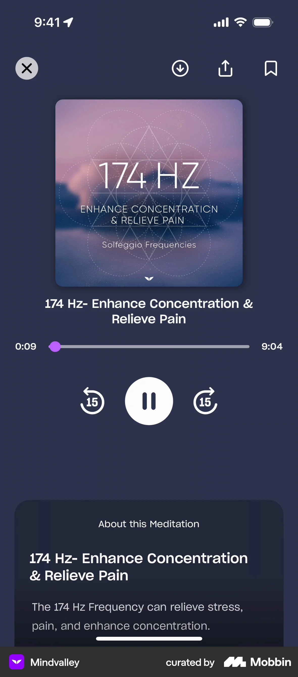 Mindvalley iOS Audio Player screen