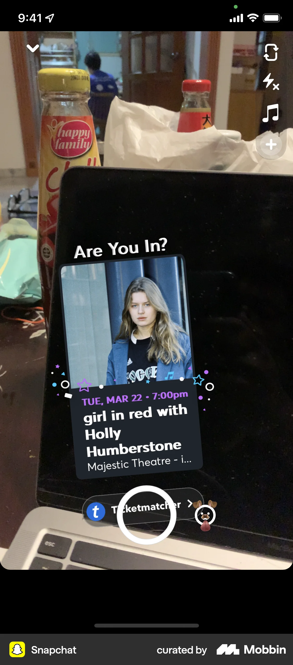 Snapchat iOS Filters & Stickers screen