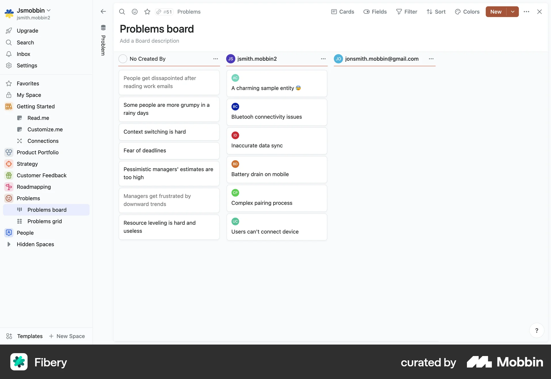 Fibery Web Kanban Board screen