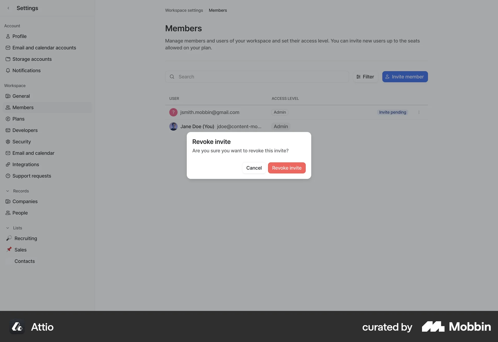 Attio Web Other Action screen