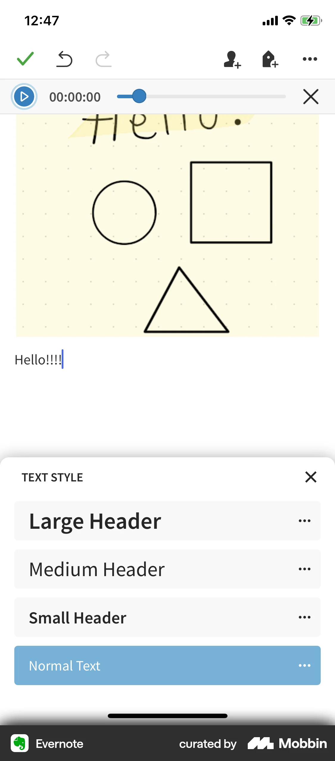 Evernote iOS Note Detail screen