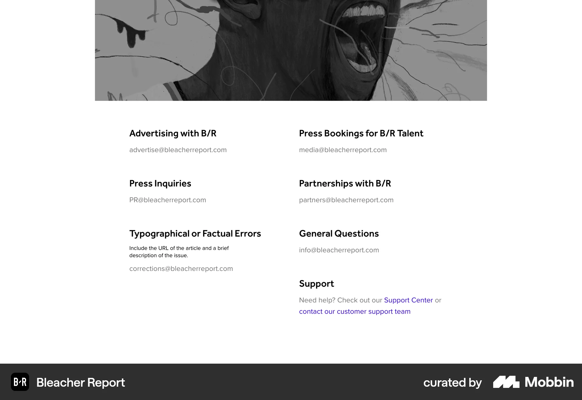 Bleacher Report Web Sports App screen