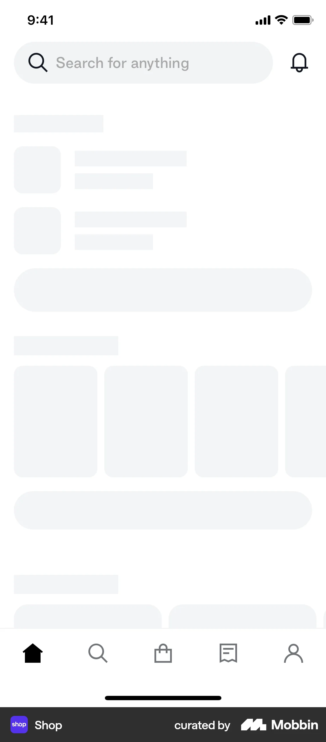 Shop iOS screen containing Skeleton UI element